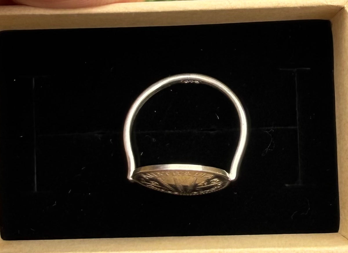 COIN RING STERLING SILVER 3d SIZE O 1/2 or 7.75