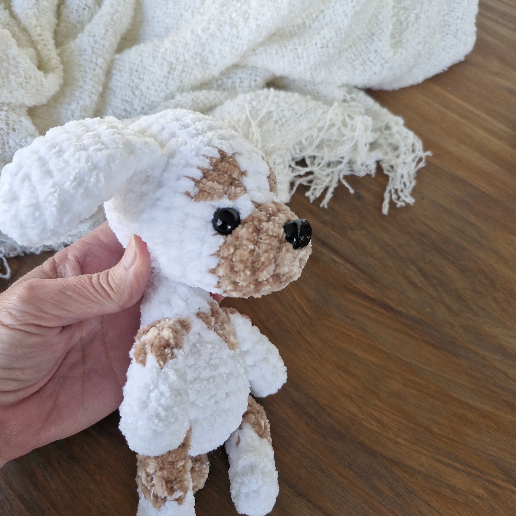 Adorable White n Brown Amigurumi King Charles Spaniel Puppy