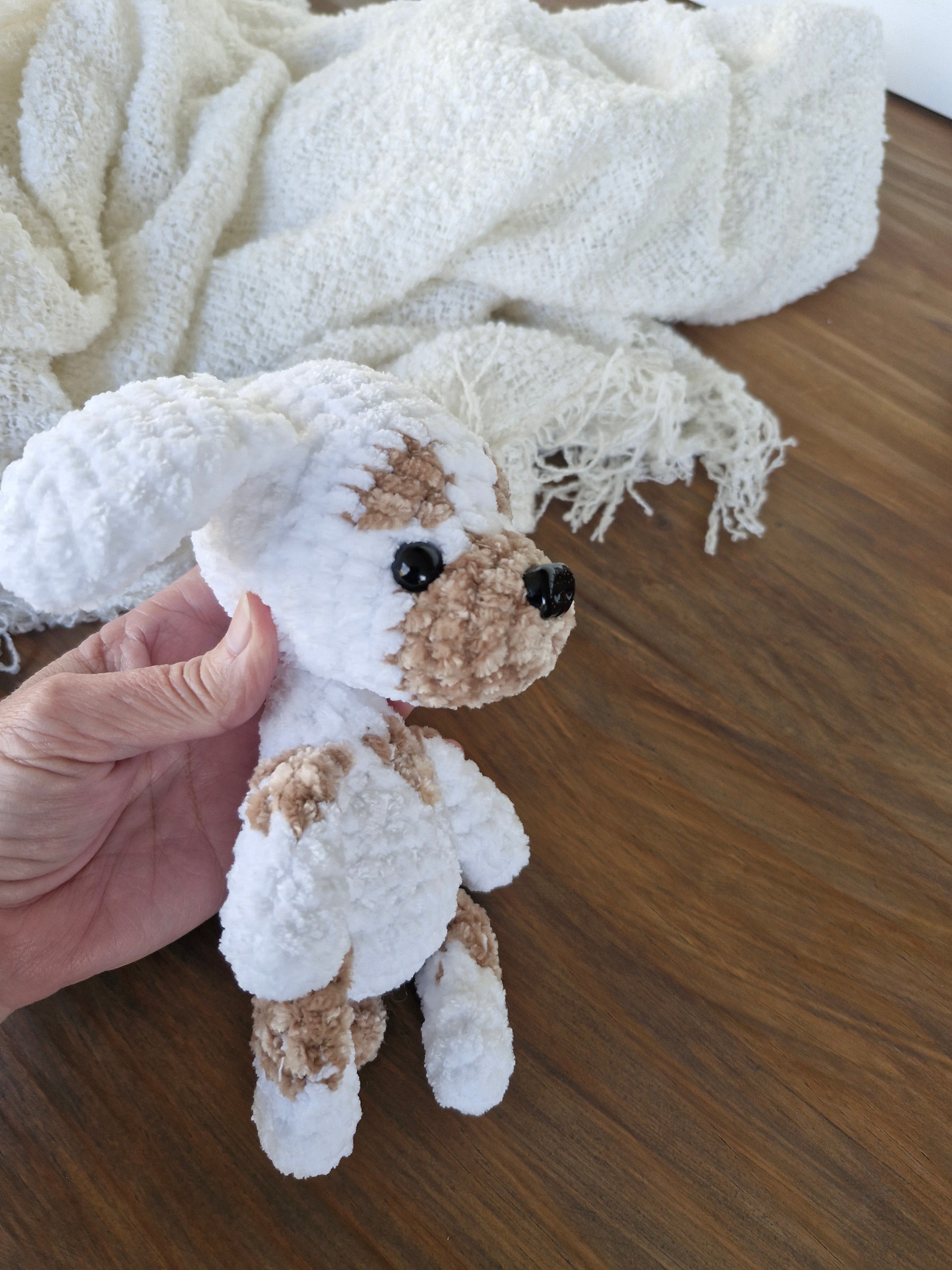 Adorable White n Brown Amigurumi King Charles Spaniel Puppy
