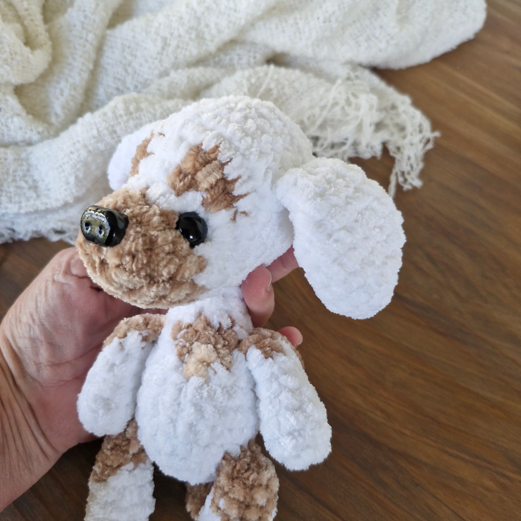 Adorable White n Brown Amigurumi King Charles Spaniel Puppy