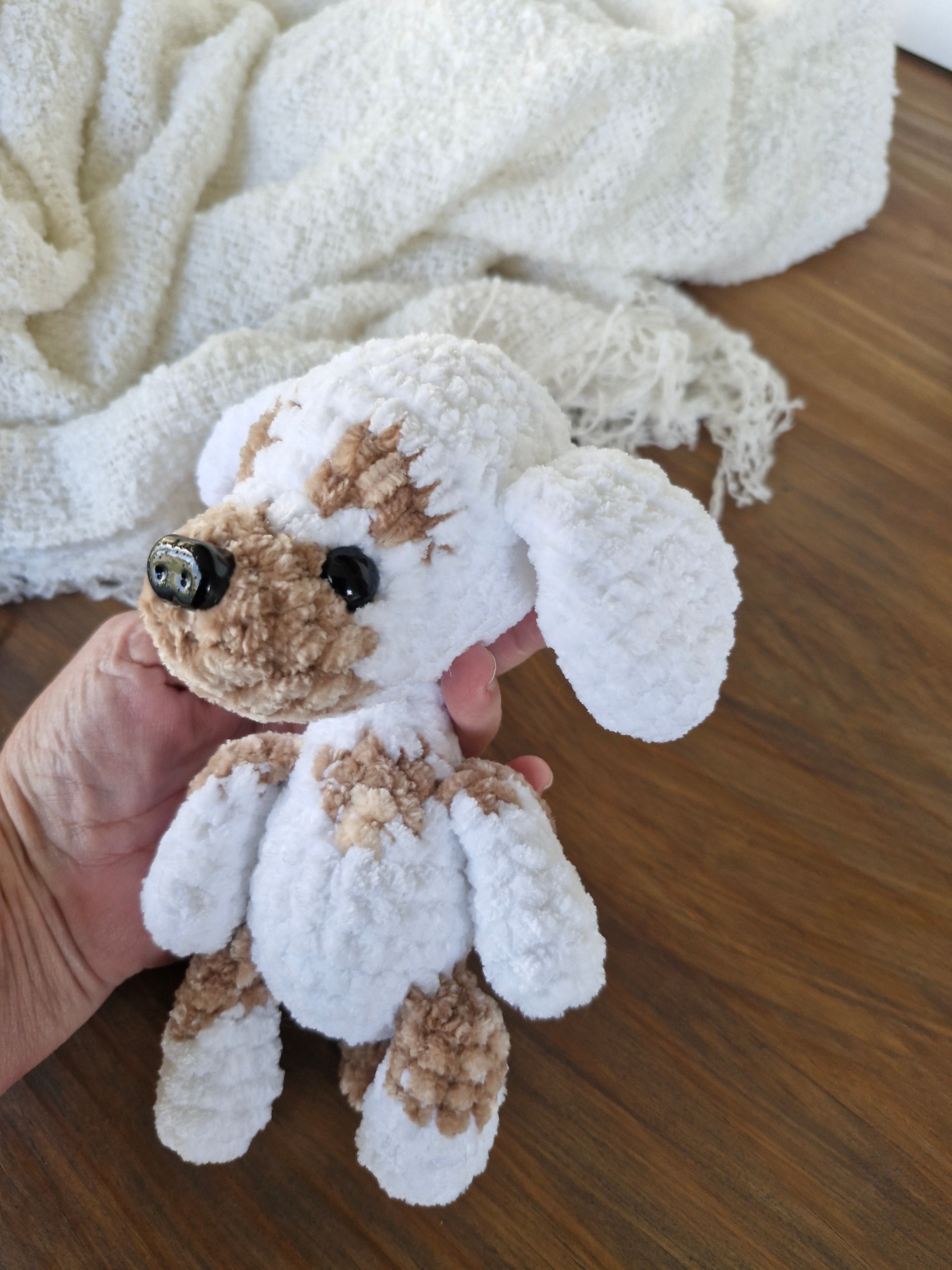 Adorable White n Brown Amigurumi King Charles Spaniel Puppy