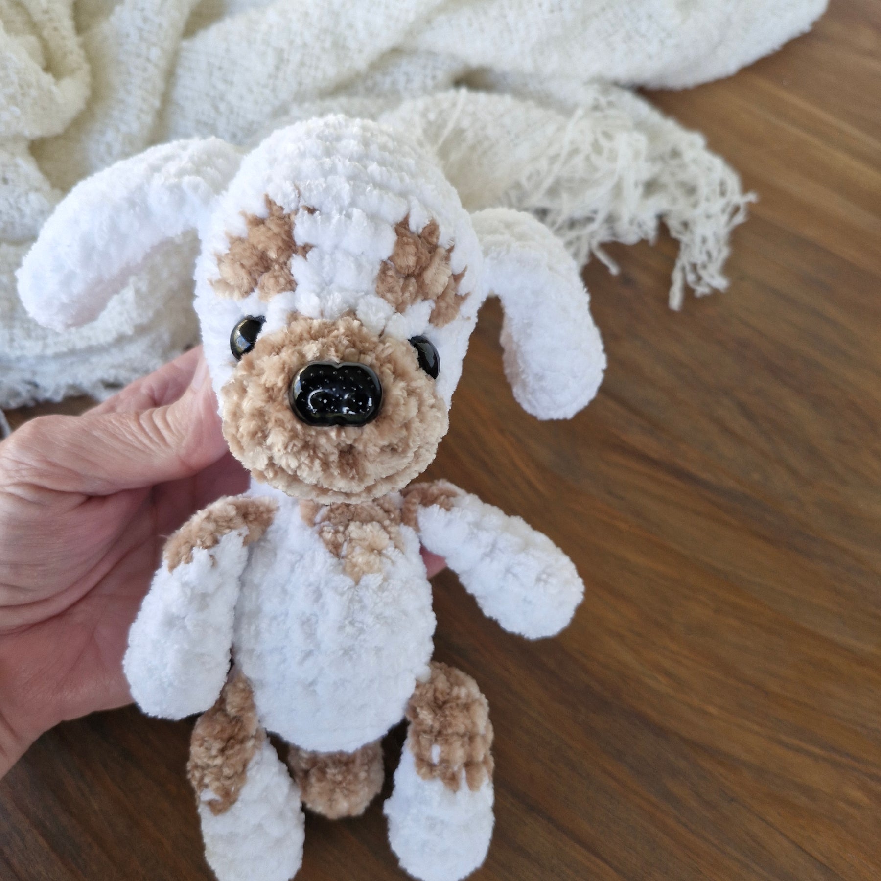 Adorable White n Brown Amigurumi King Charles Spaniel Puppy