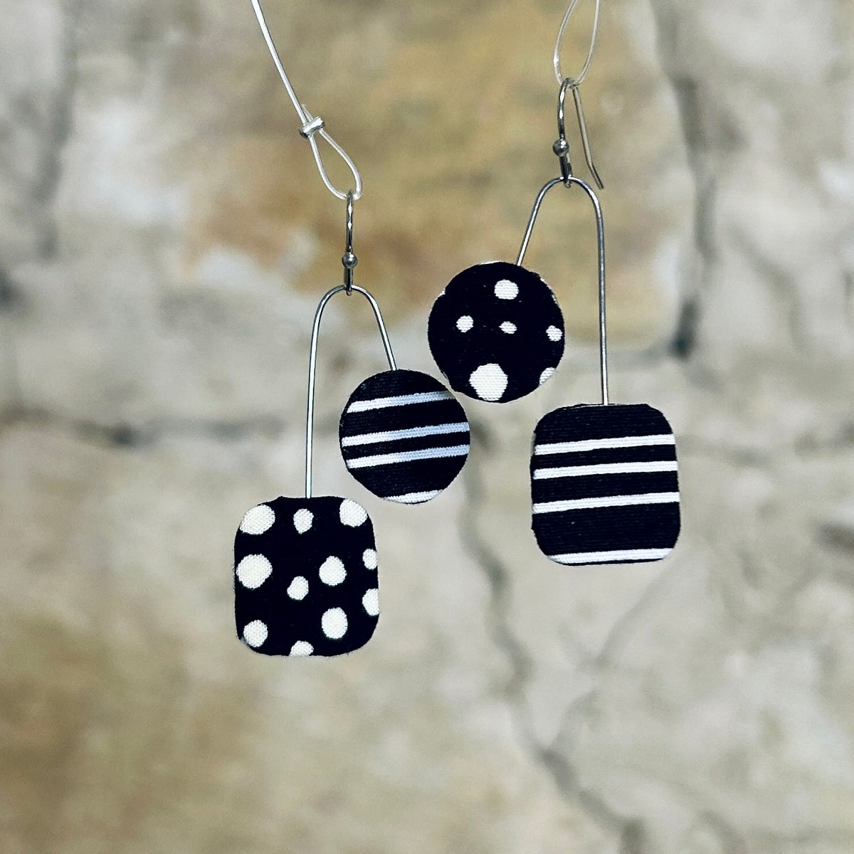 Earrings Asymmetrical Multi Colour Options - Black White Orange Purple Lime