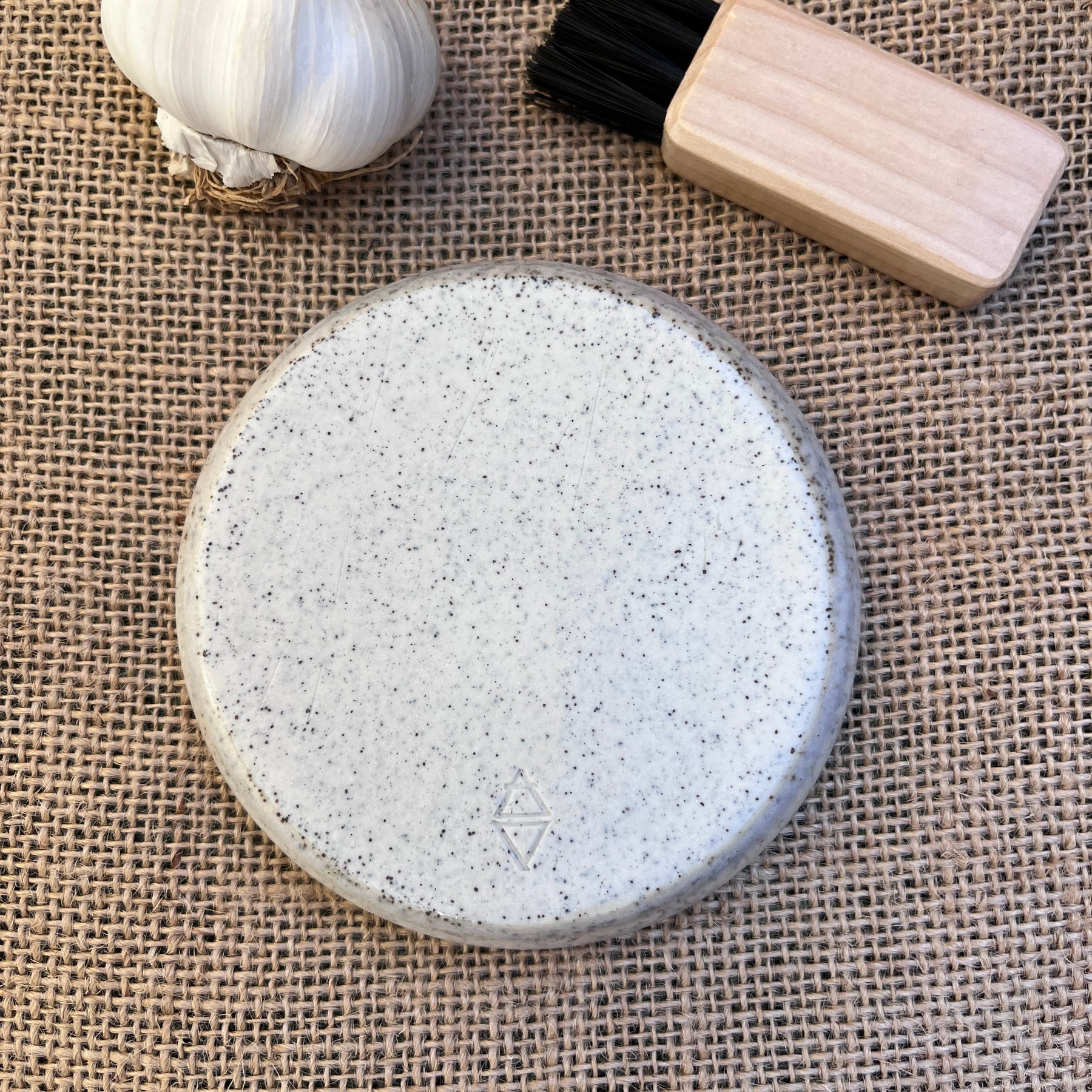 Speckled White Ceramic Grater with Brush