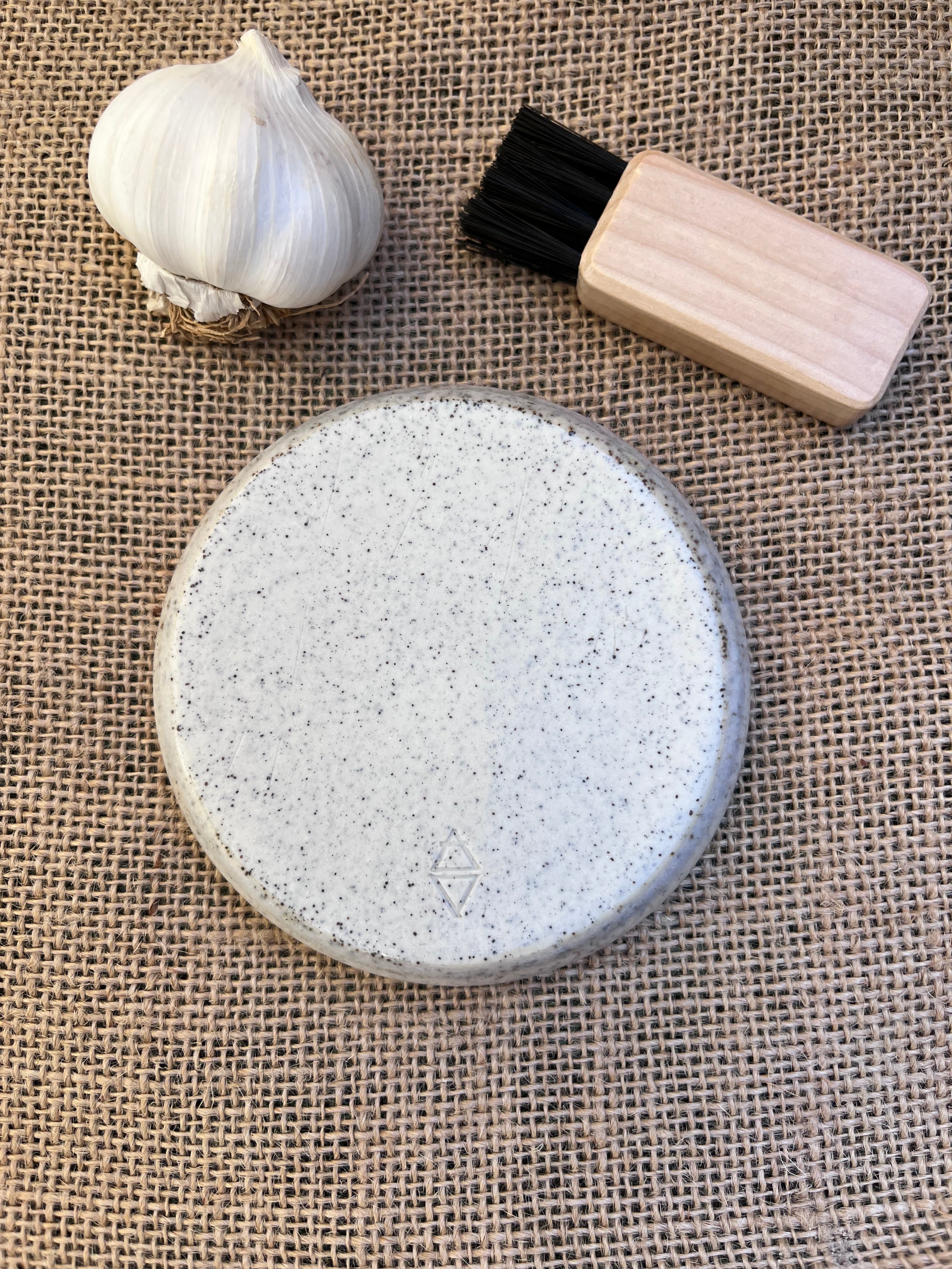 Speckled White Ceramic Grater with Brush