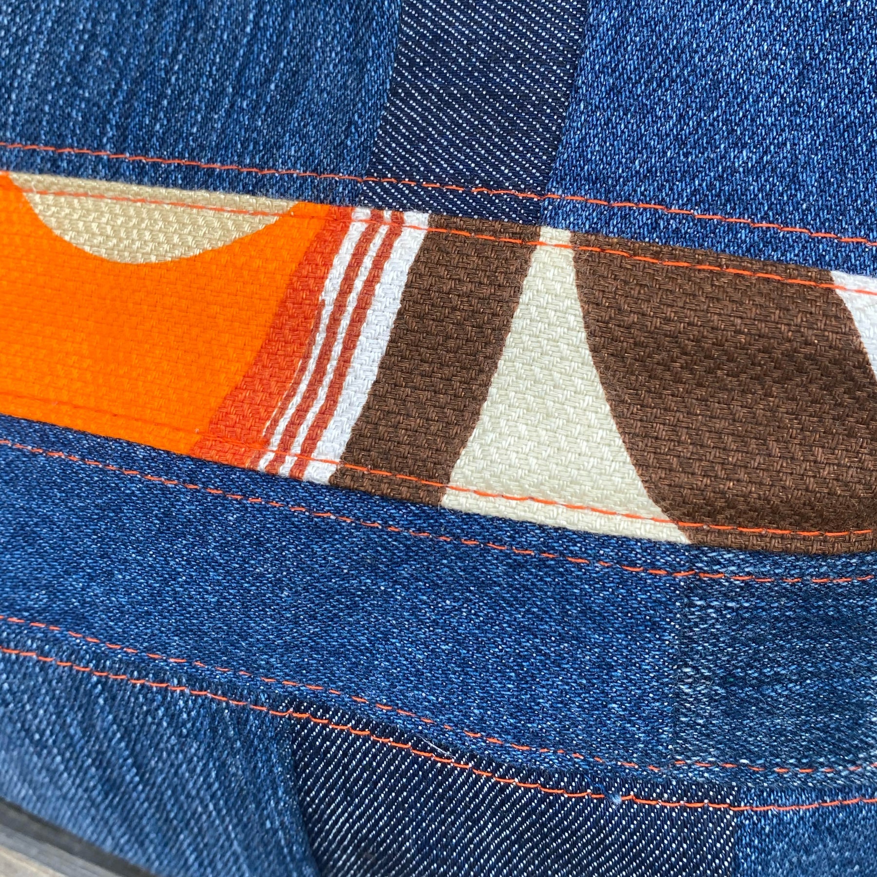 Retro Stripe Pouch Cosmetic Everyday Bag Upcycled Vintage Fabrics & Denim