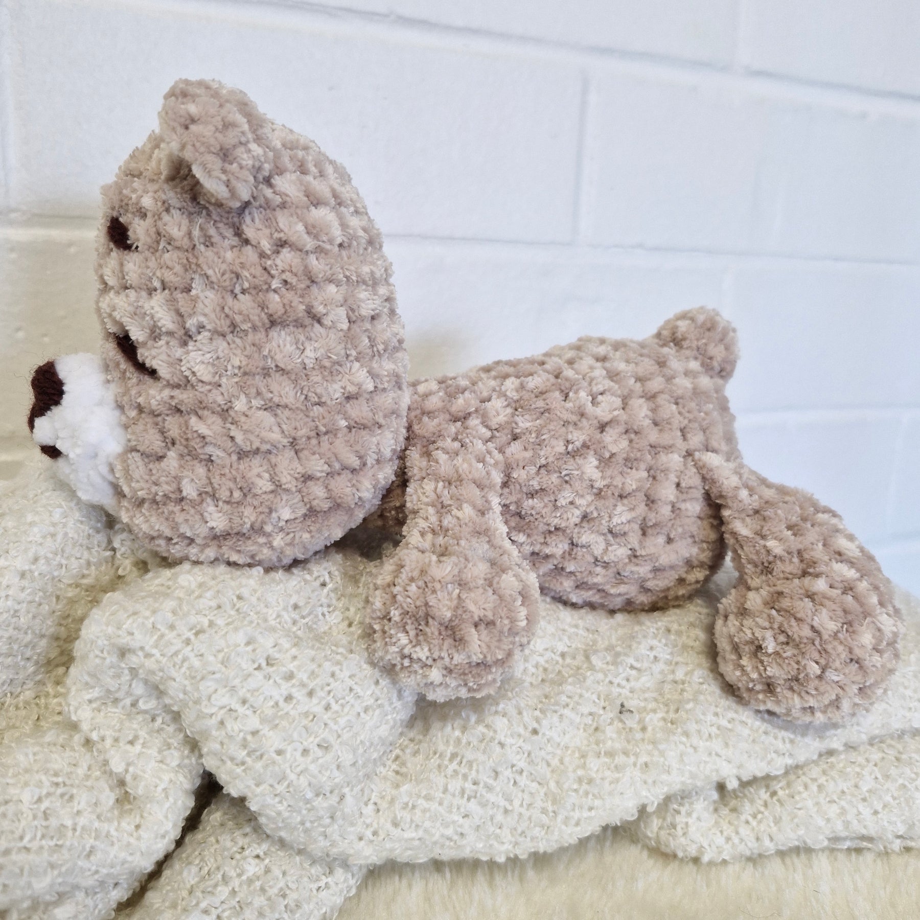 Handmade Crochet super cute Brown Sleepy Baby Bear
