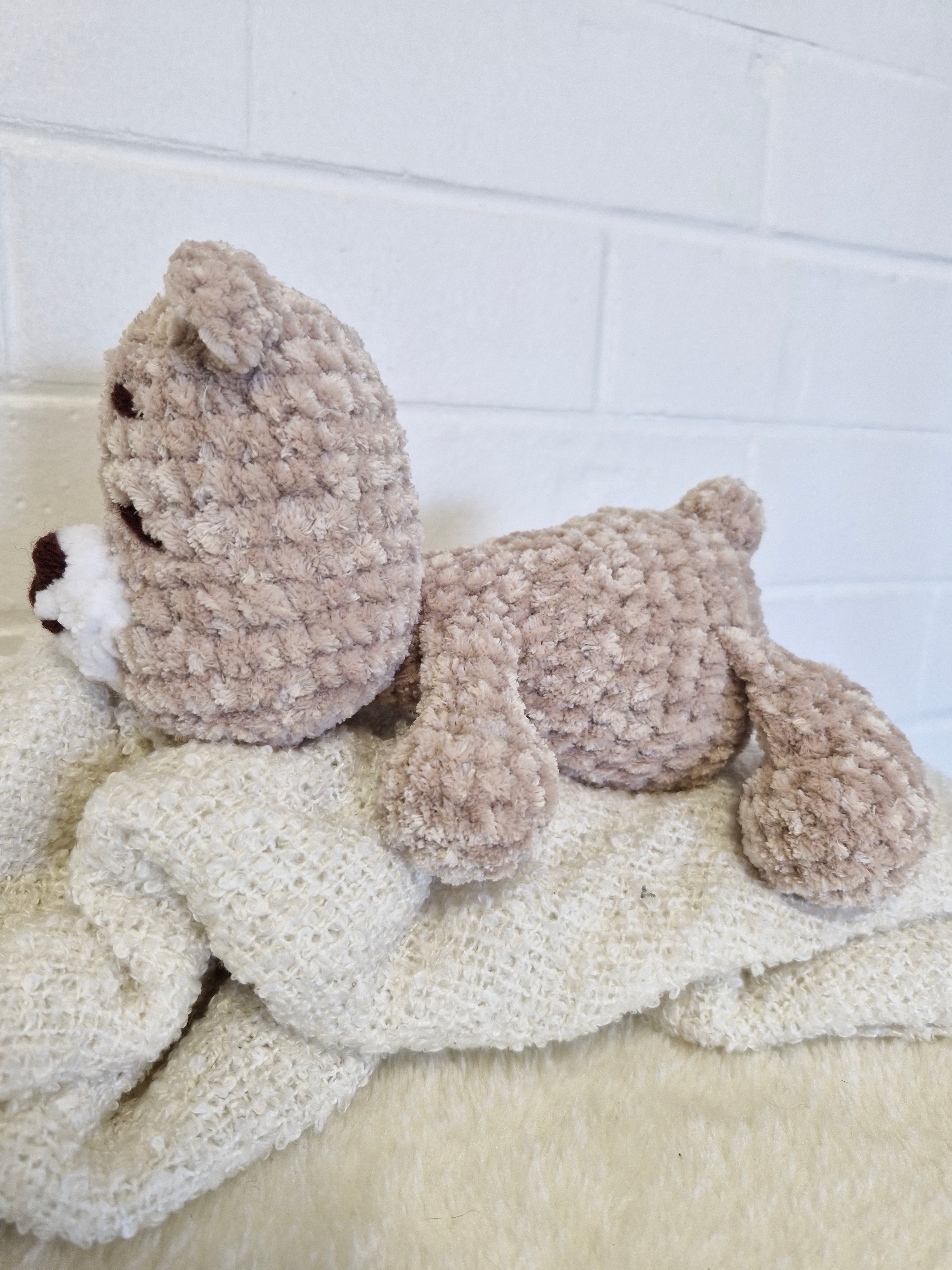 Handmade Crochet super cute Brown Sleepy Baby Bear