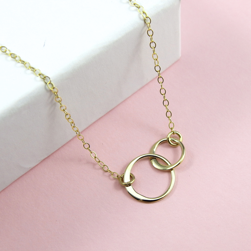 Mother Daughter Necklace Interlocking Circles, Choose you Finish