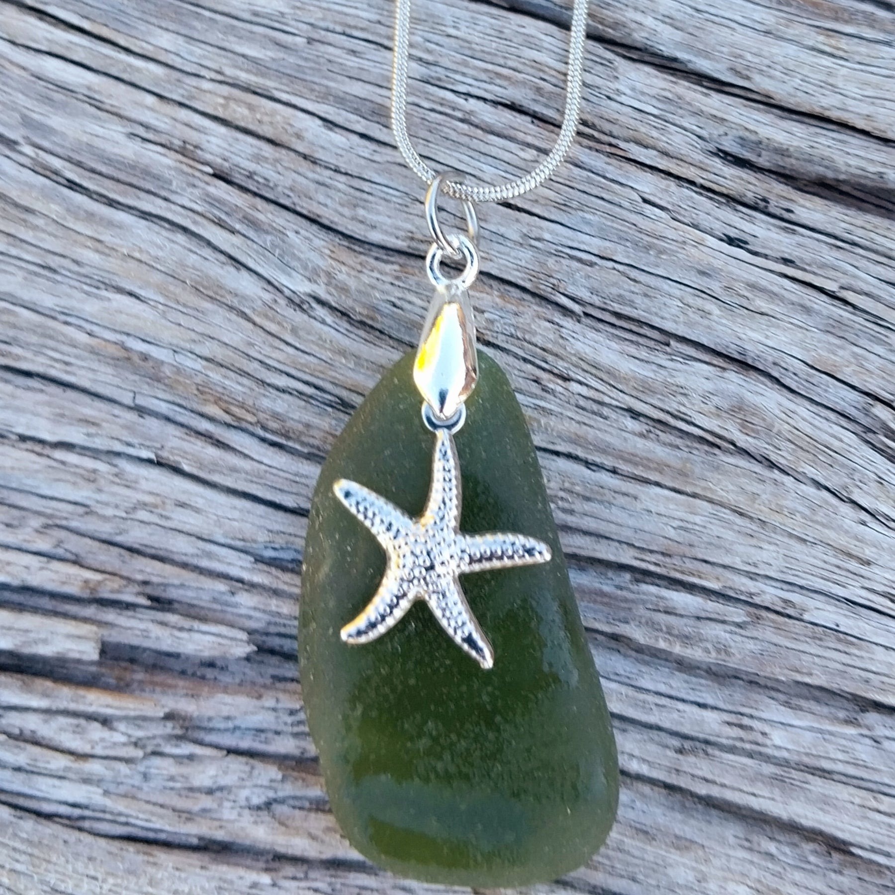 Olive Seaglass Necklace