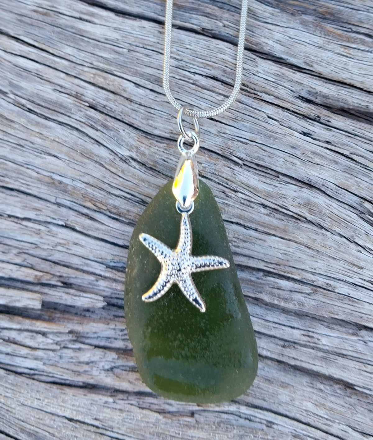 Olive Seaglass Necklace