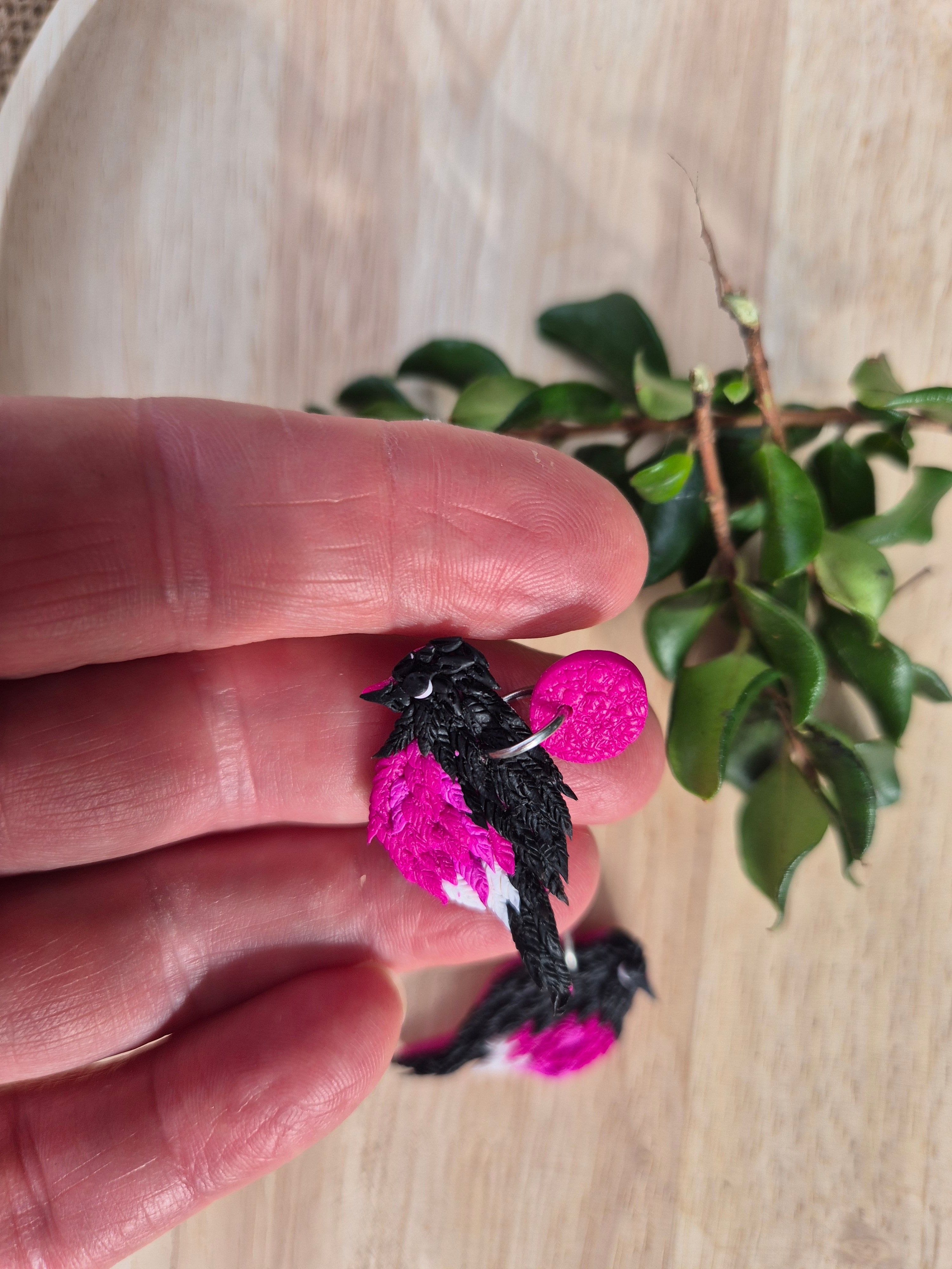 Pink Robin Dangle Earrings