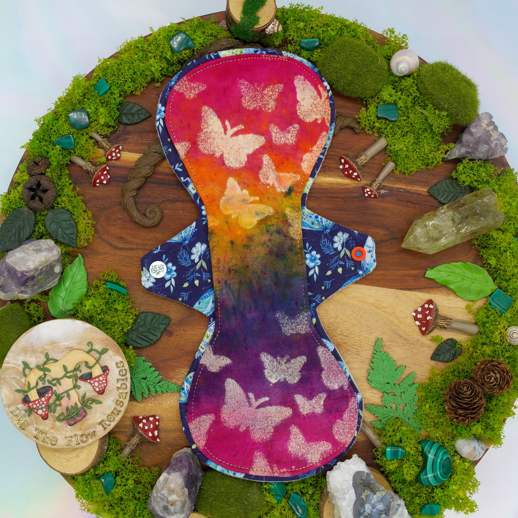 Sustainable reusable 12" Heavy Cloth Pad (Flexuous) - butterflies