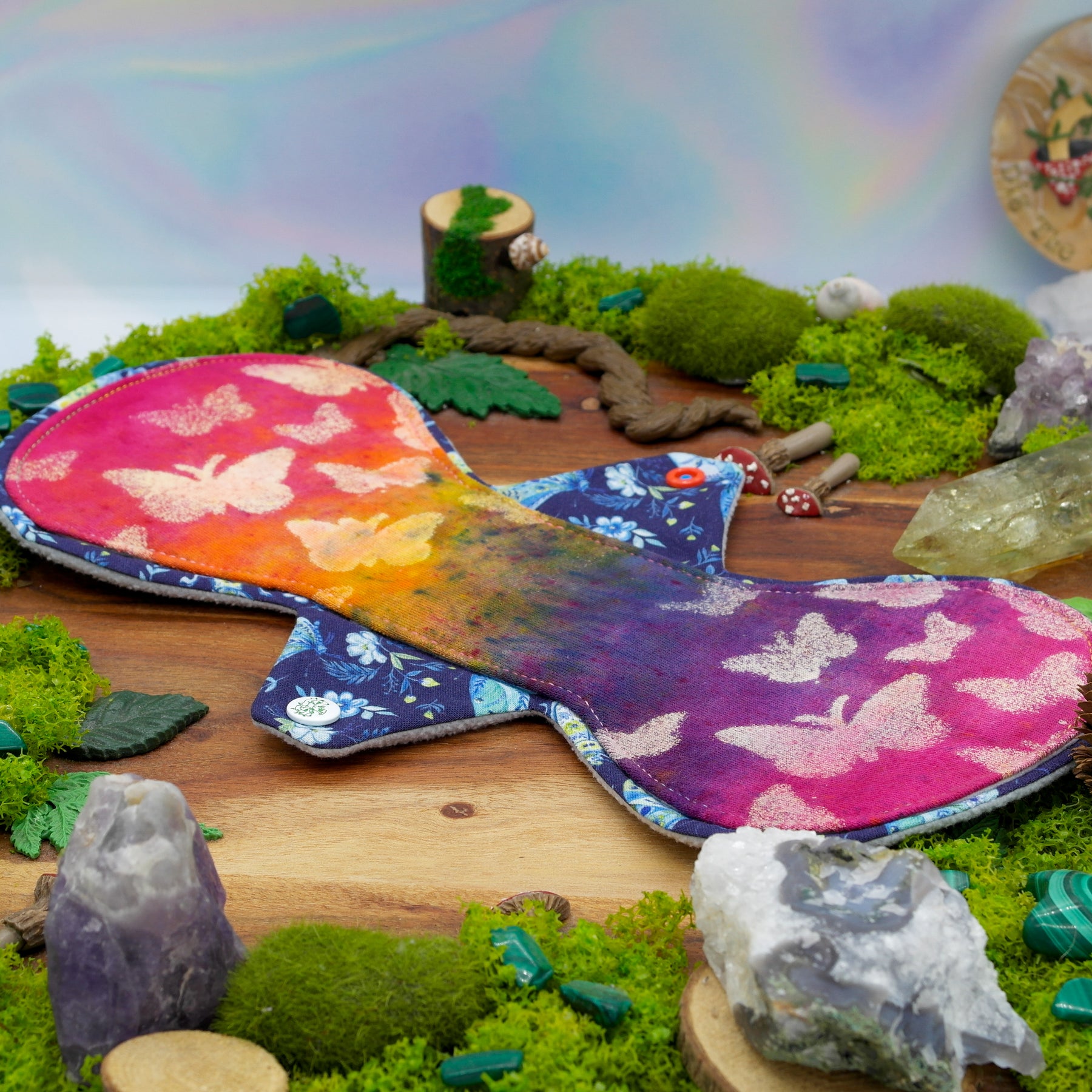 Sustainable reusable 12" Heavy Cloth Pad (Flexuous) - butterflies