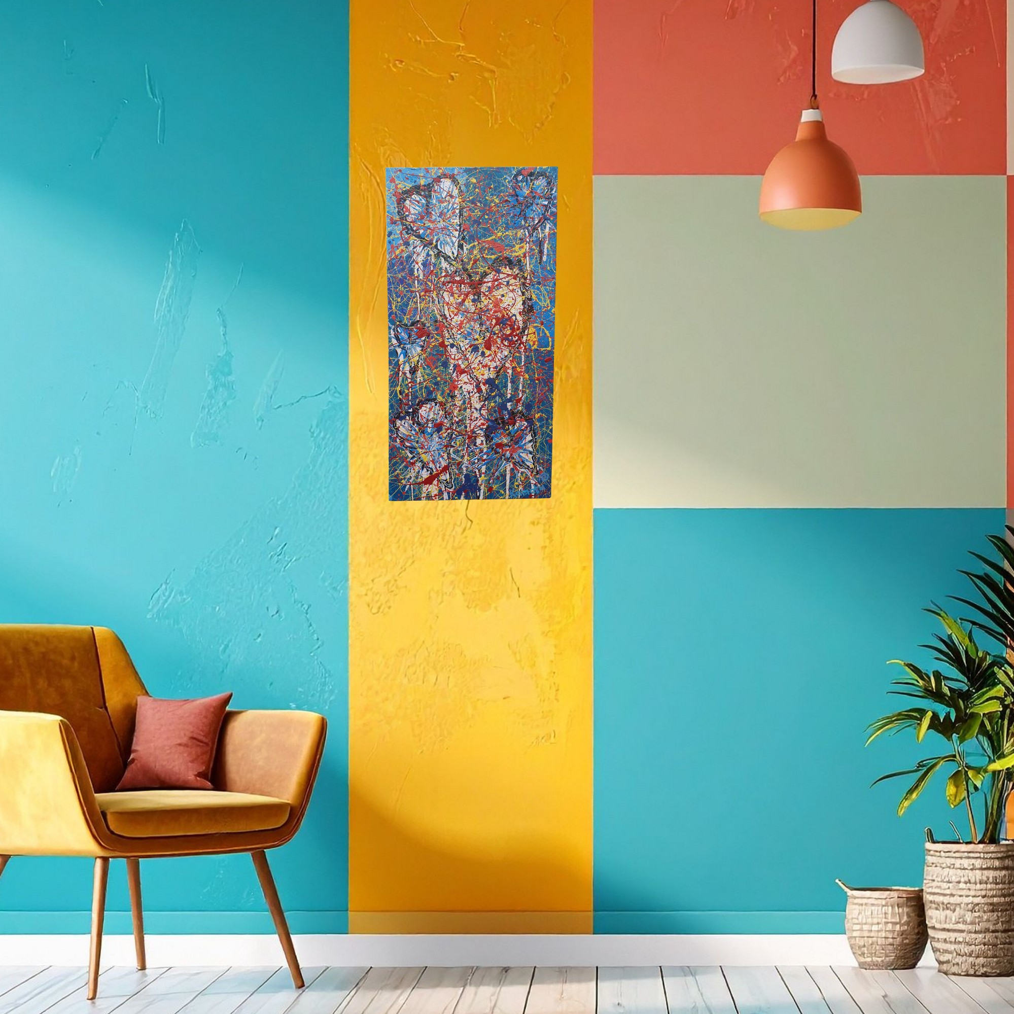 Perfect Imperfections. Abstract Canvas Painting With Hearts.