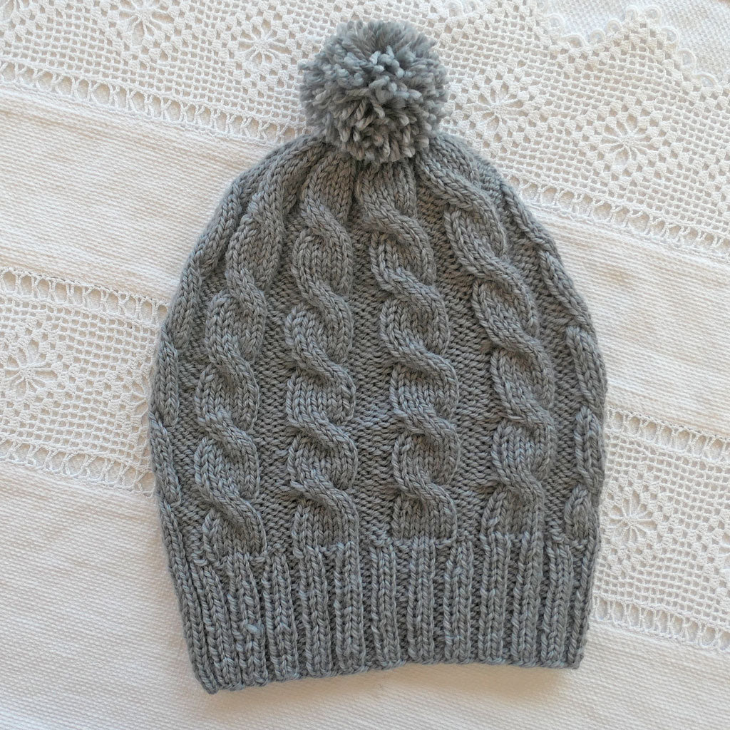 Beanie, adult, smokey grey, wool. With or without pompom