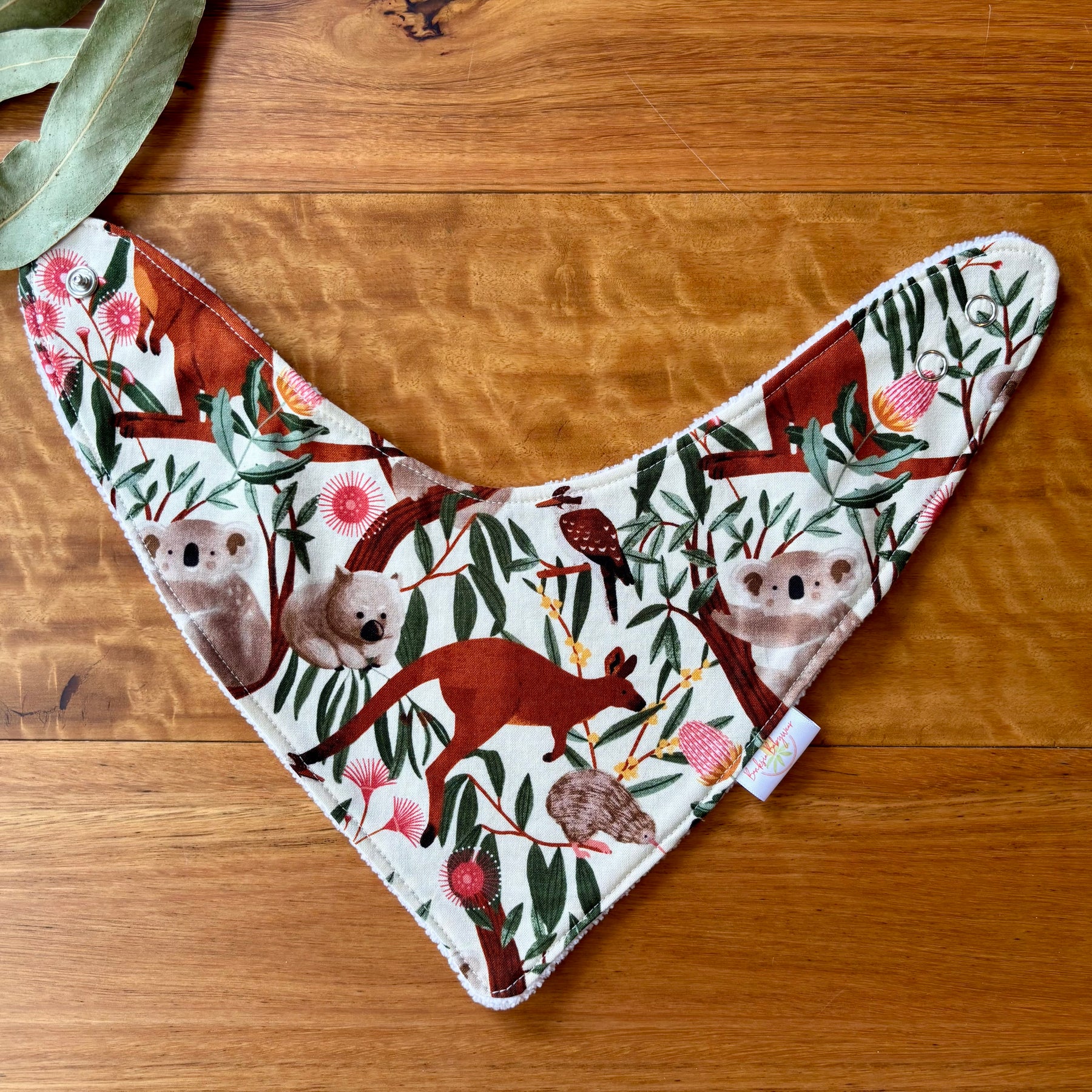 Baby Bib and Burp Cloth Set - Climbing Aussie Animals