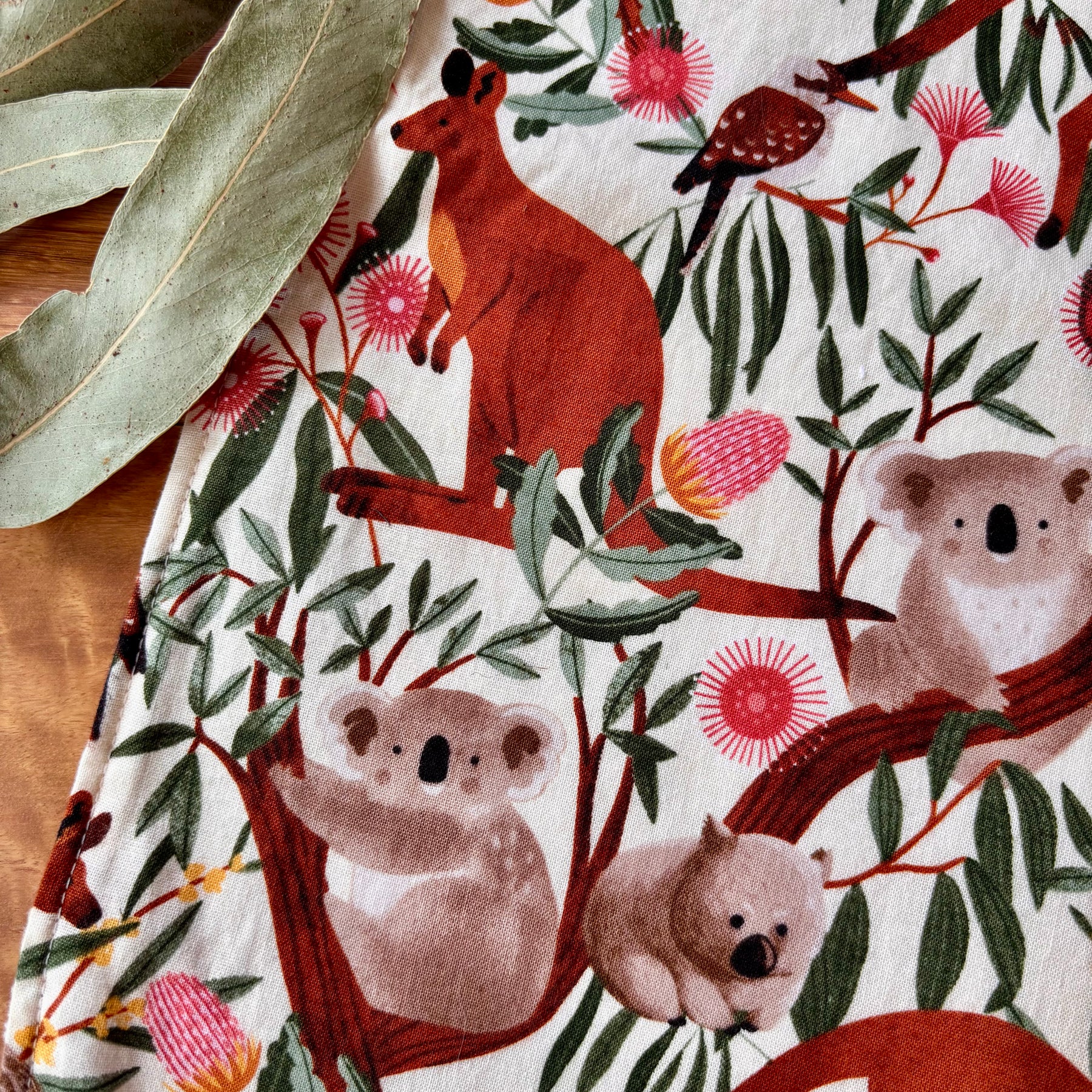 Baby Bib and Burp Cloth Set - Climbing Aussie Animals
