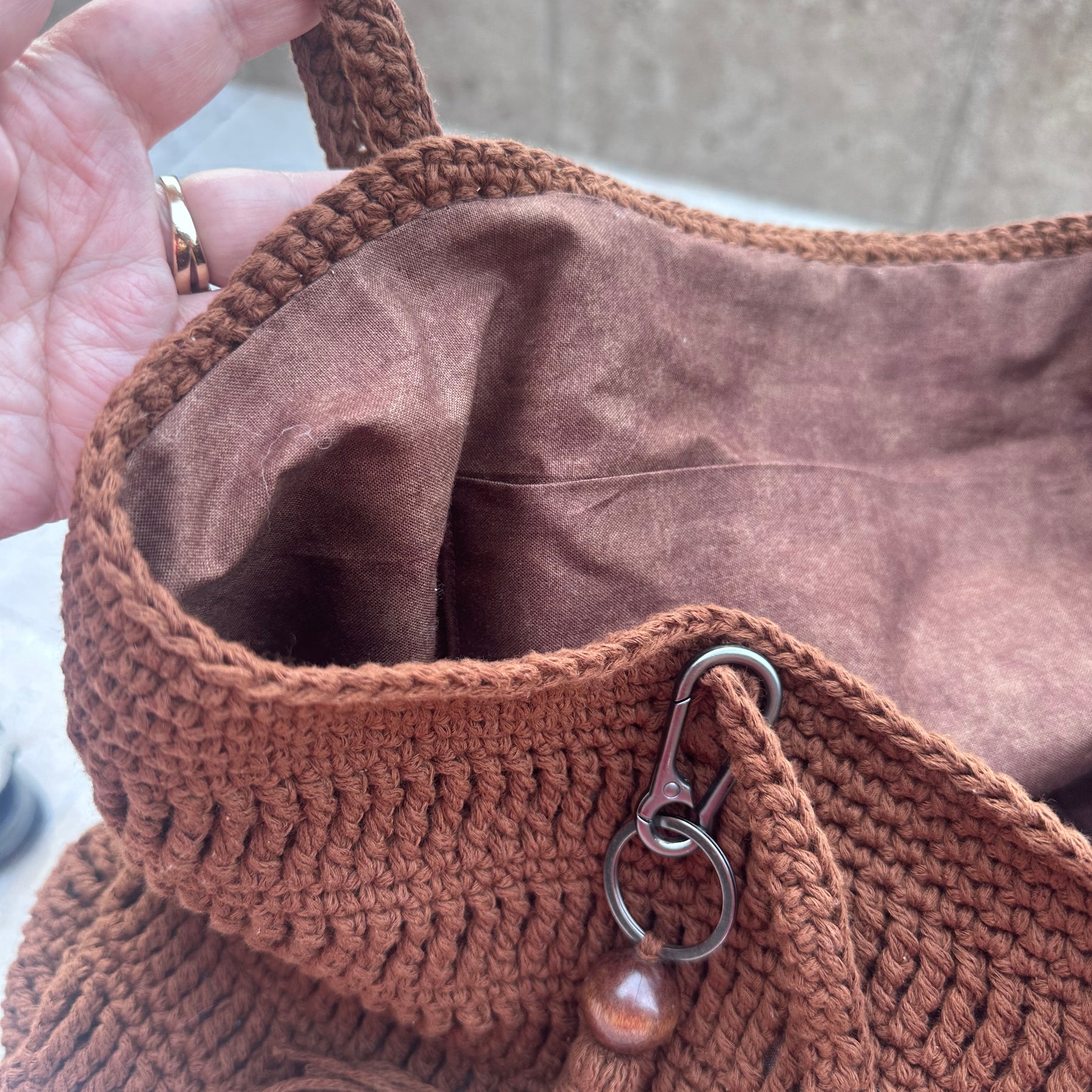 The Chocolate Tote | Hand-Crocheted Cotton Shoulder Bag