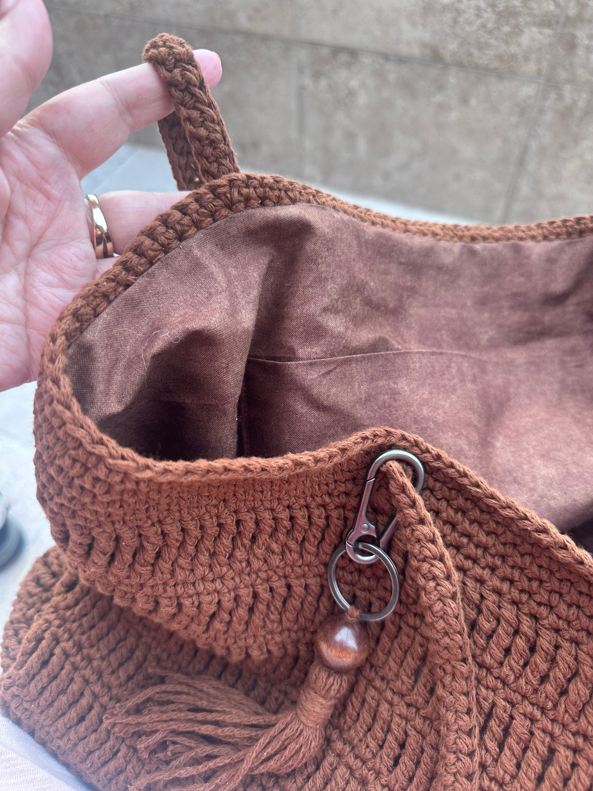 The Chocolate Tote | Hand-Crocheted Cotton Shoulder Bag
