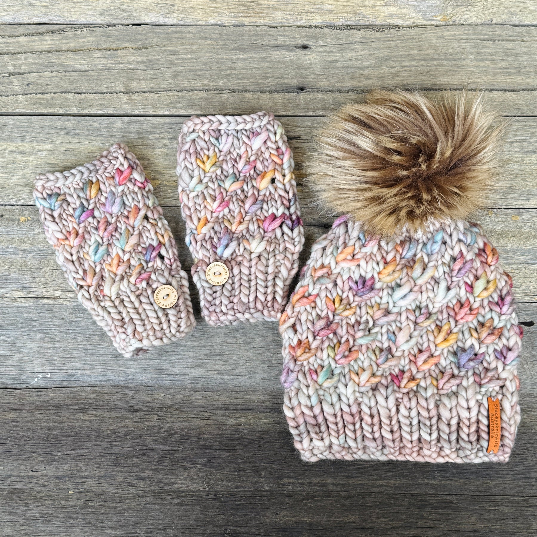 Custom Order - Lotus Flower Beanie & Matching Handwarmers