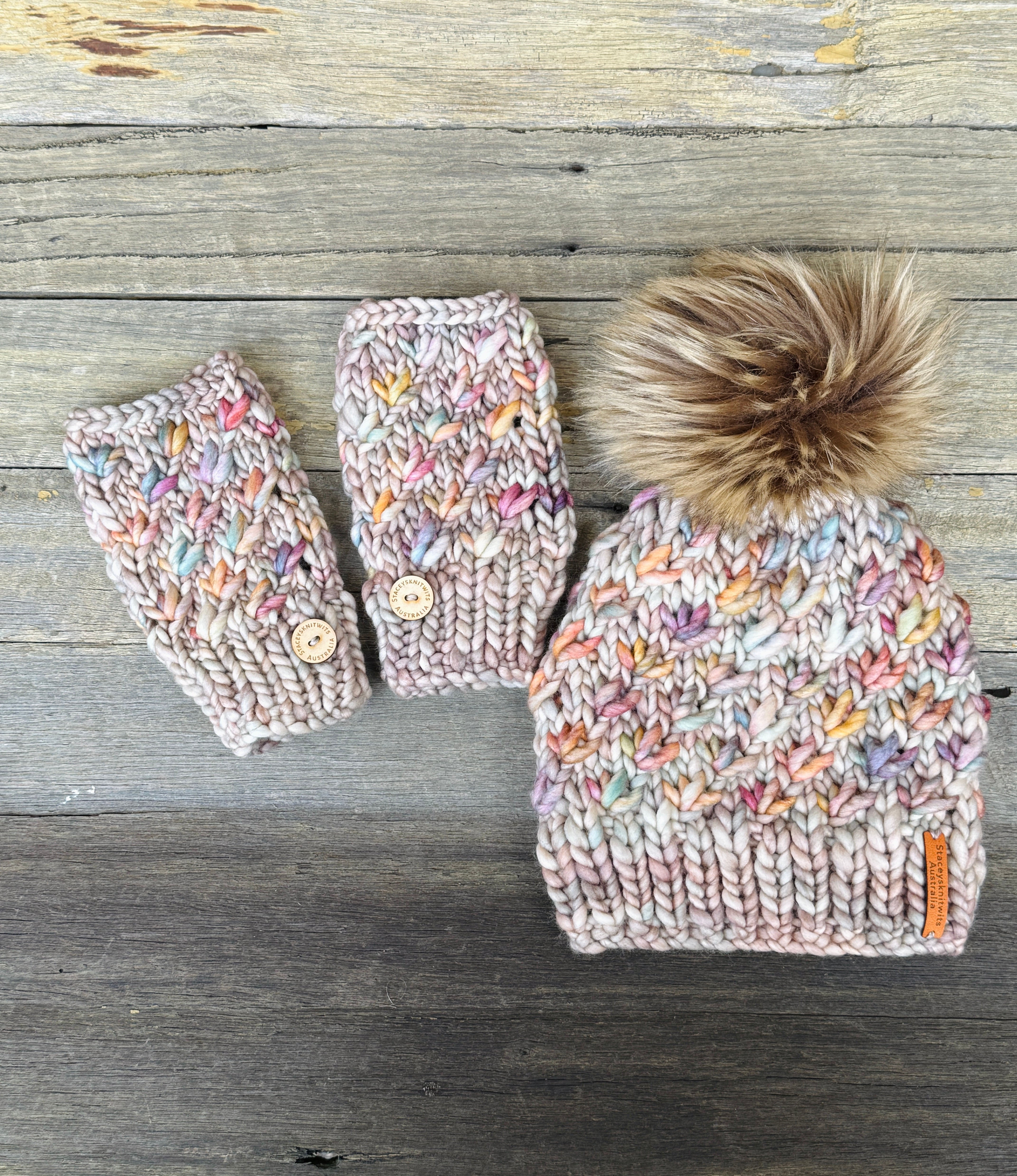 Custom Order - Lotus Flower Beanie & Matching Handwarmers