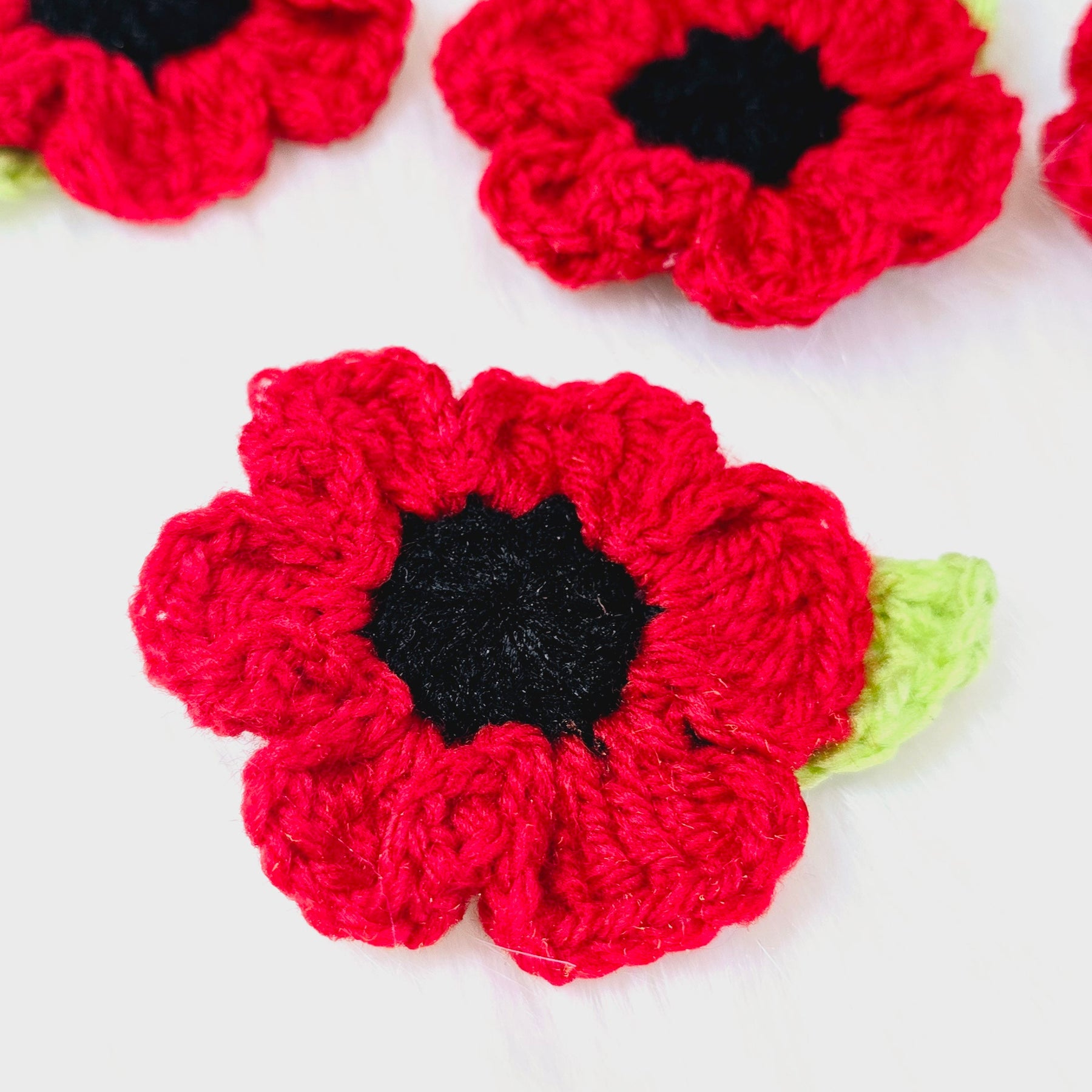 Crochet Poppy Brooch