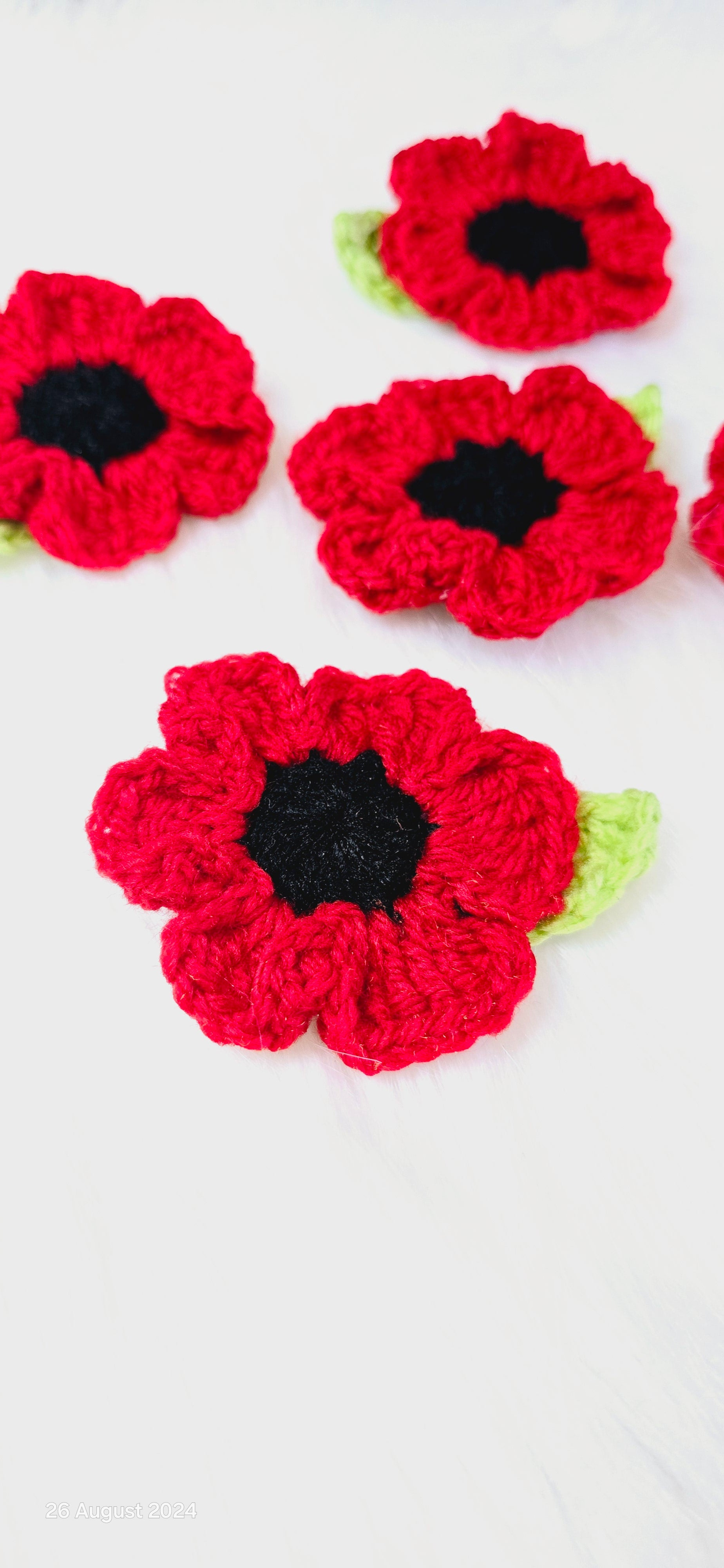 Crochet Poppy Brooch