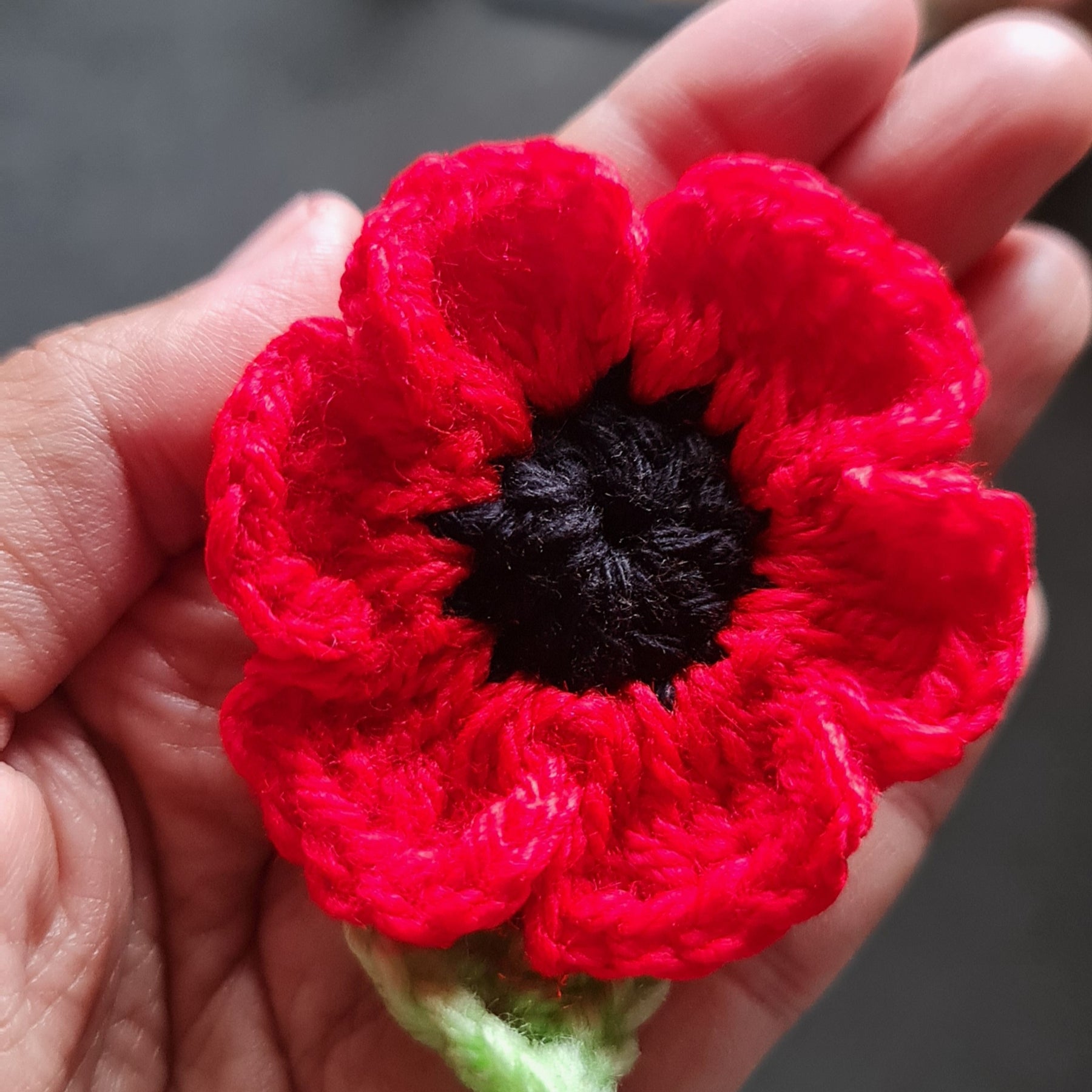 Crochet Poppy Brooch