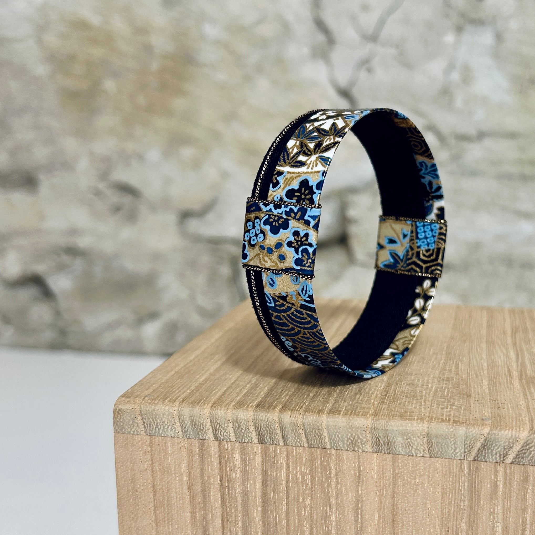 Bangle Japanese Washi Paper Black Gold - BNE-21-22-23