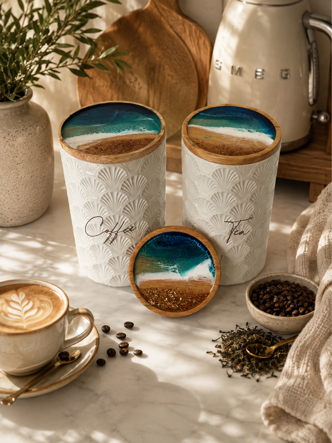 Large beach canisters | canisters | jars | coffee jars | kitchen decor | decorations | gift ideas | Xmas gift | Mother’s Day gift