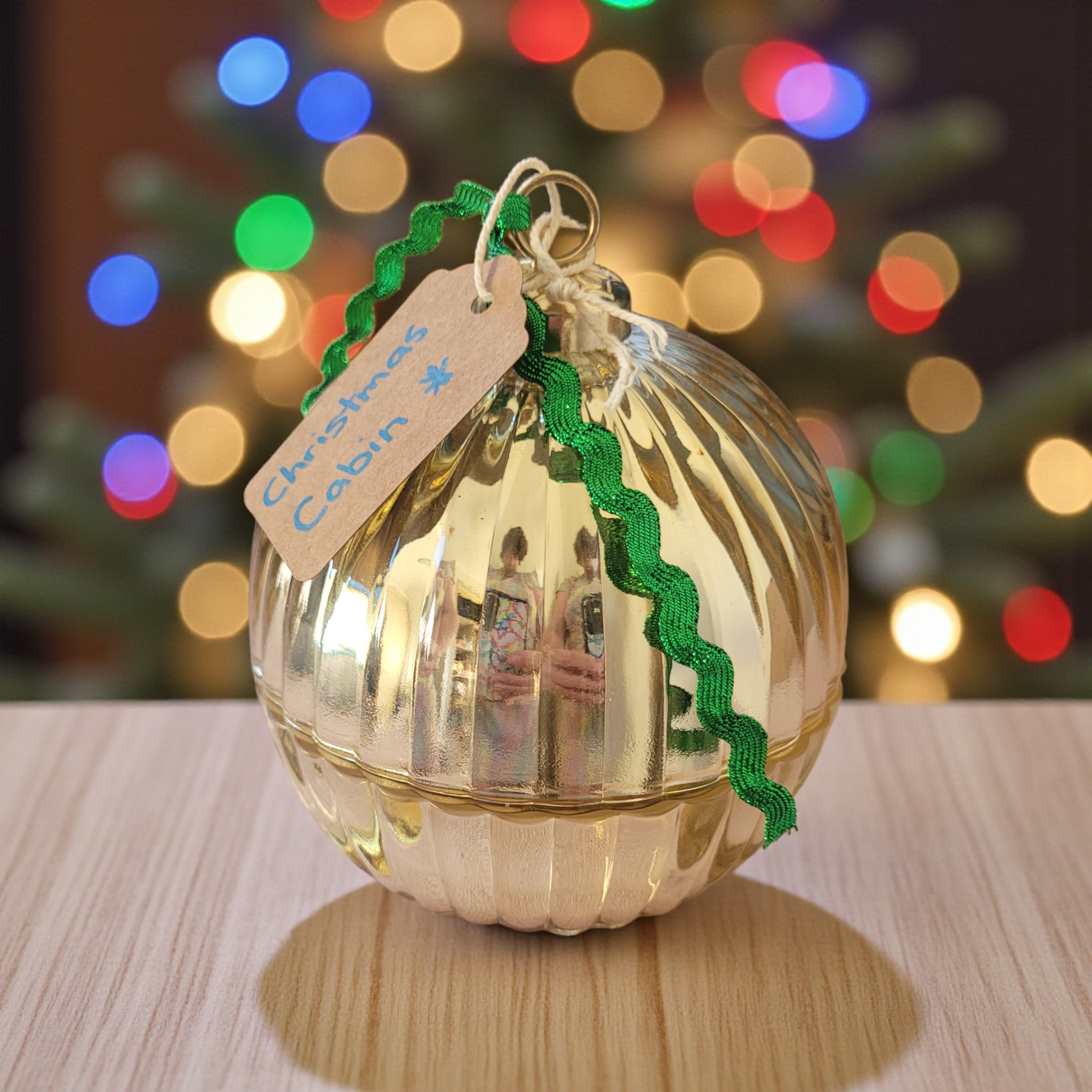 Christmas Bauble Soy Candle with Wooden Wick