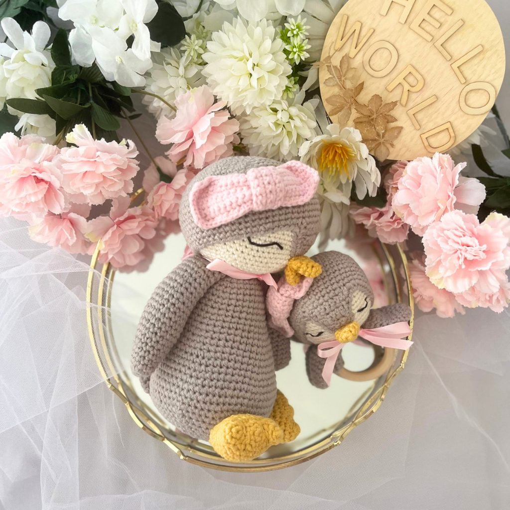 Handmade Crochet Penguin Baby Gift Set | Crochet Penguin Soft Toy