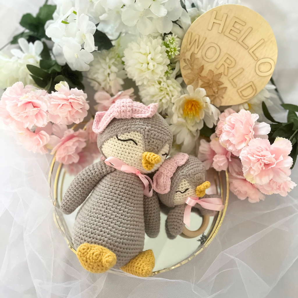 Handmade Crochet Penguin Baby Gift Set | Crochet Penguin Soft Toy