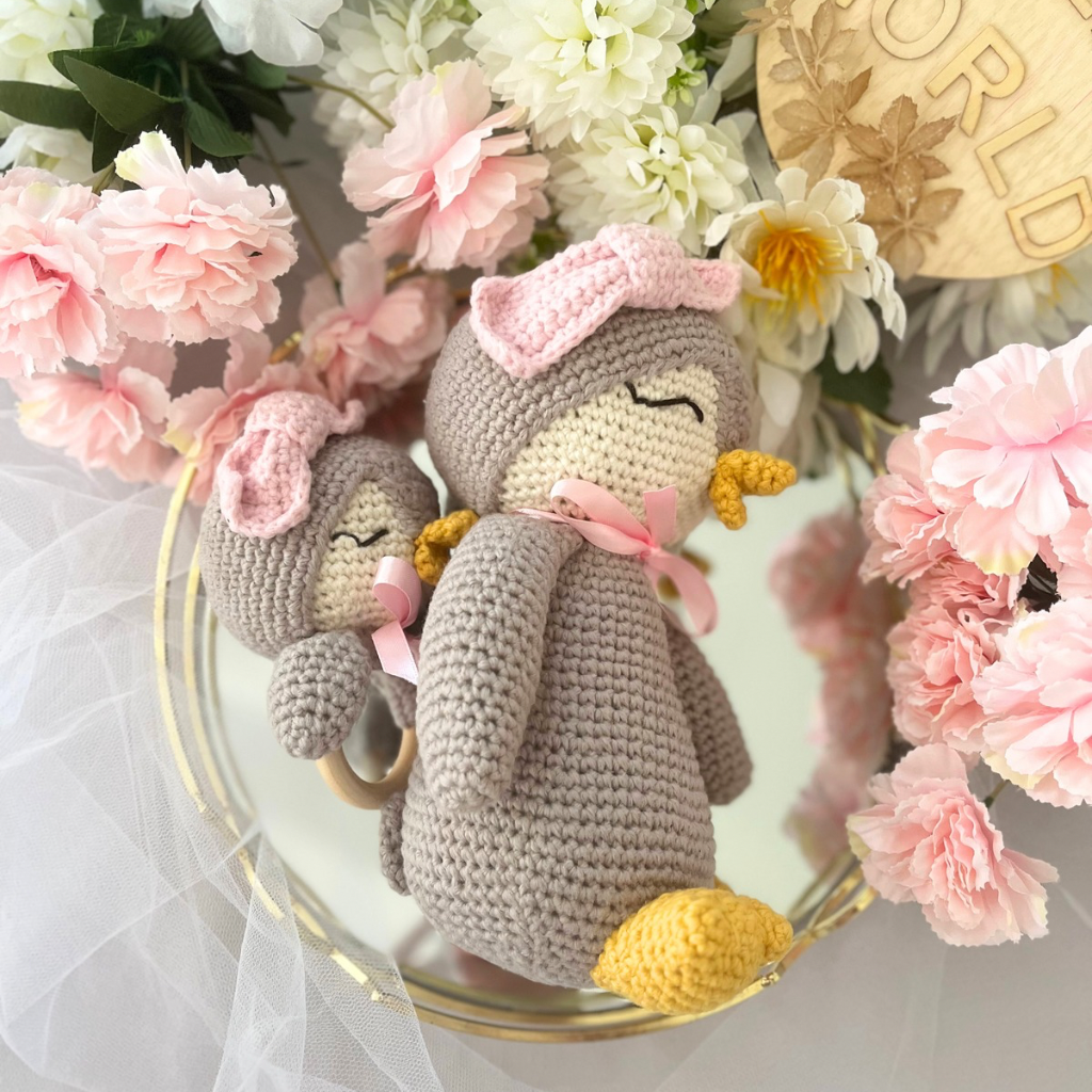 Handmade Crochet Penguin Baby Gift Set | Crochet Penguin Soft Toy