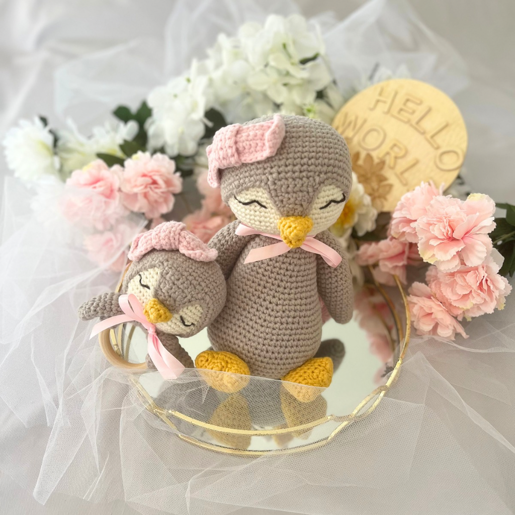 Handmade Crochet Penguin Baby Gift Set | Crochet Penguin Soft Toy