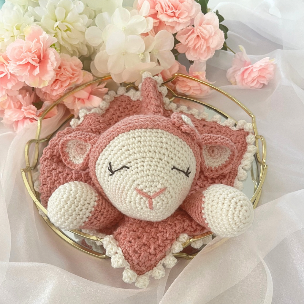 Handmade Crochet Lamb Soft Toy Snuggle Blanket