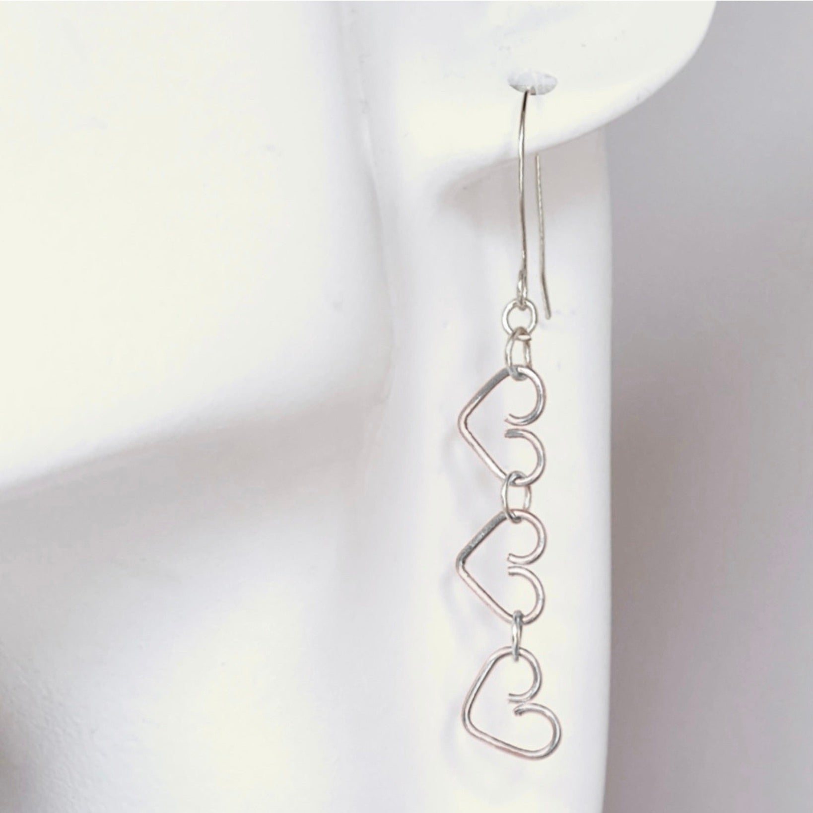 Chain of Hearts silver dangle earrings | Sterling silver | Anniversary gift