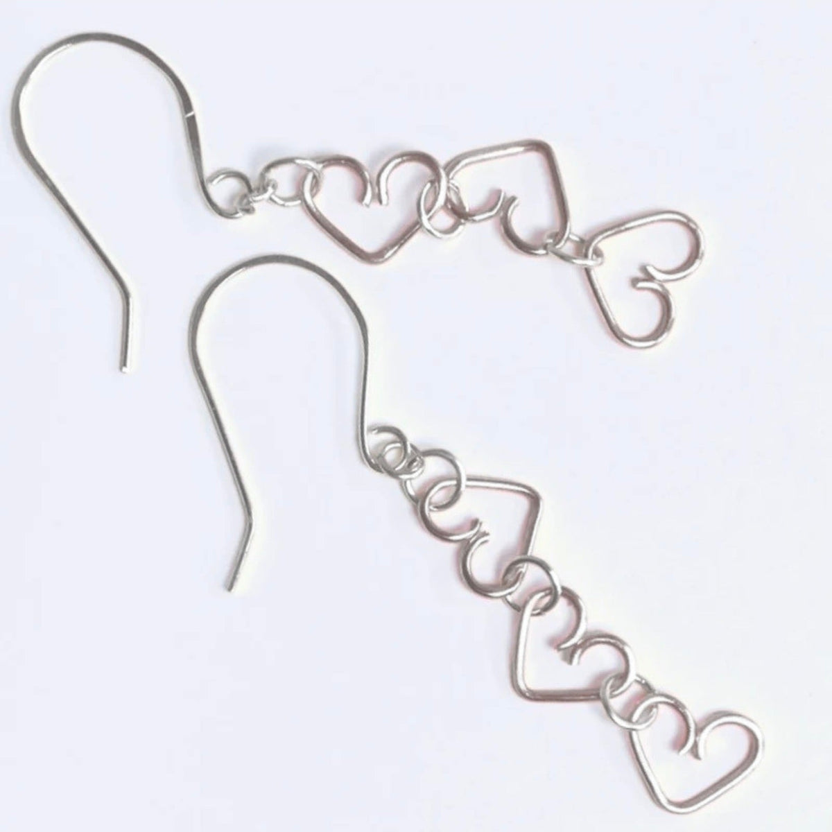 Chain of Hearts dangle earrings  | Sterling silver or Gold-filled | Birthday Valentine Anniversary gift