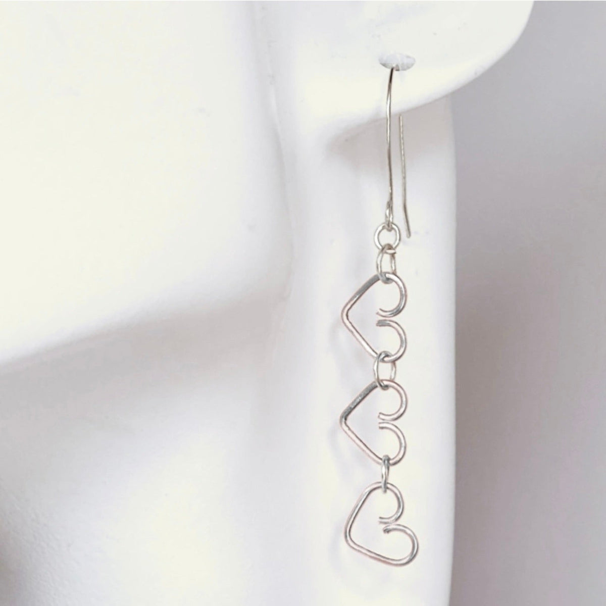 Chain of Hearts dangle earrings  | Sterling silver or Gold-filled | Birthday Valentine Anniversary gift