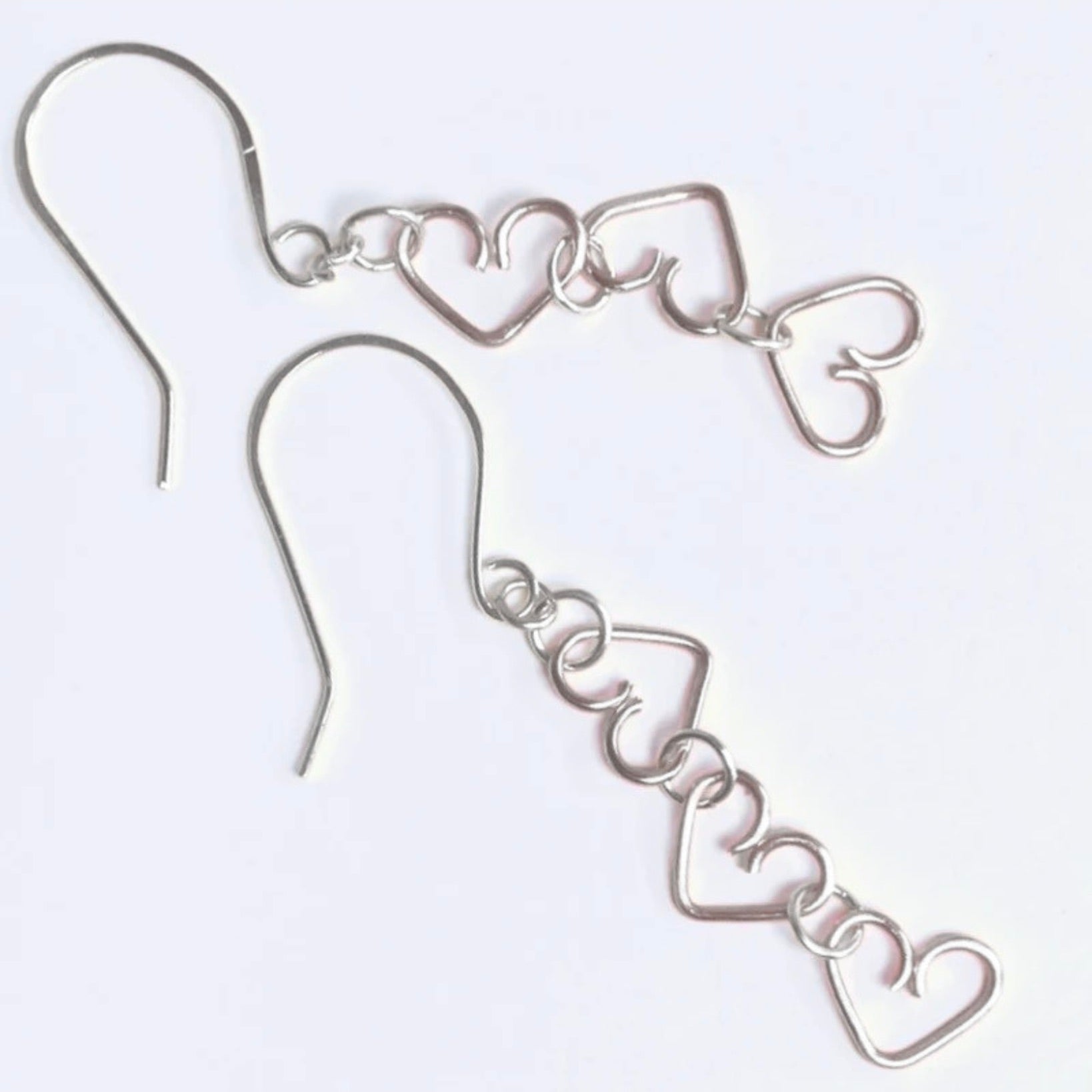 Chain of Hearts silver dangle earrings | Sterling silver | Anniversary gift