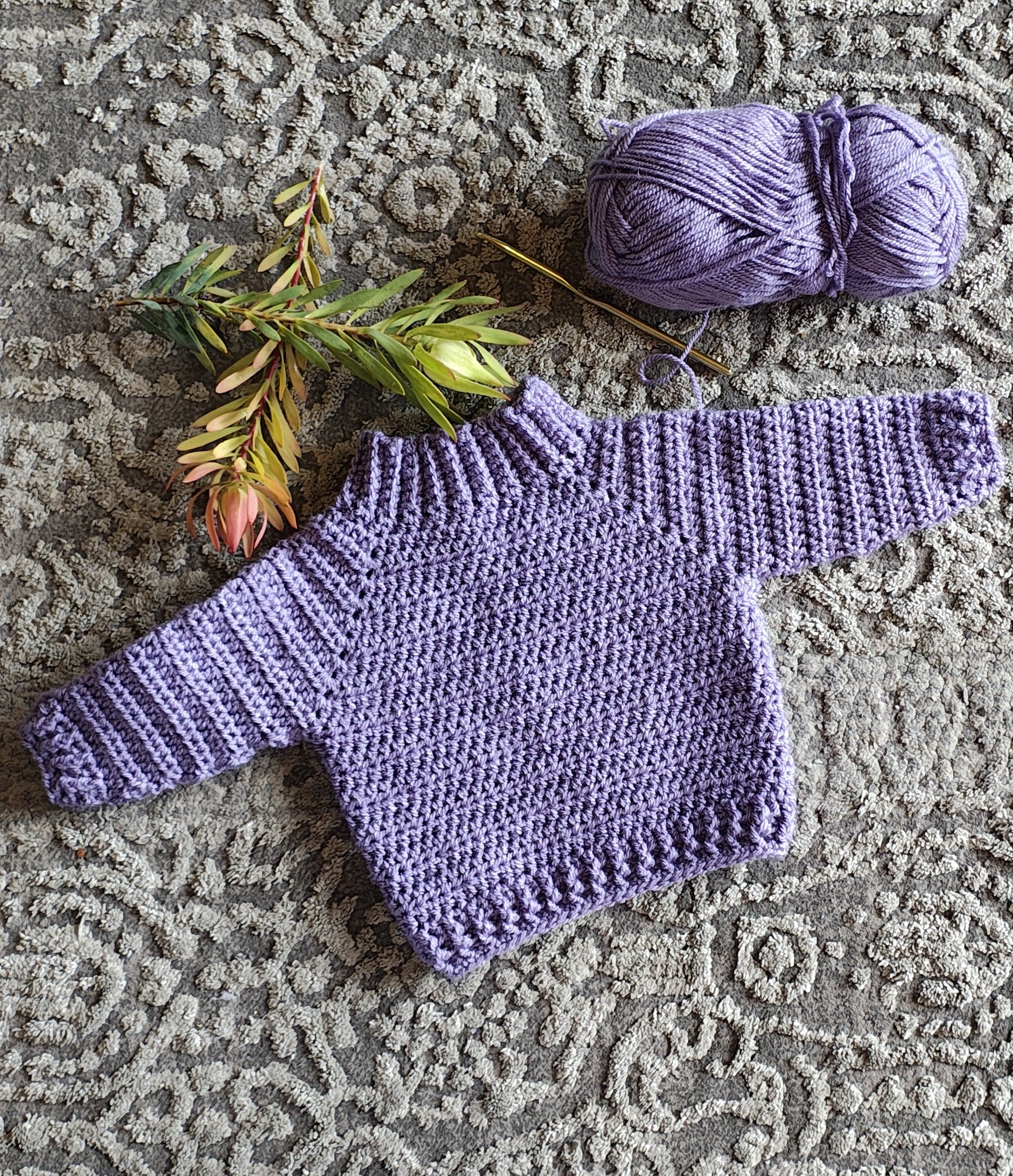 "Sunburst" sweater (crochet) - Child 3-6 mo