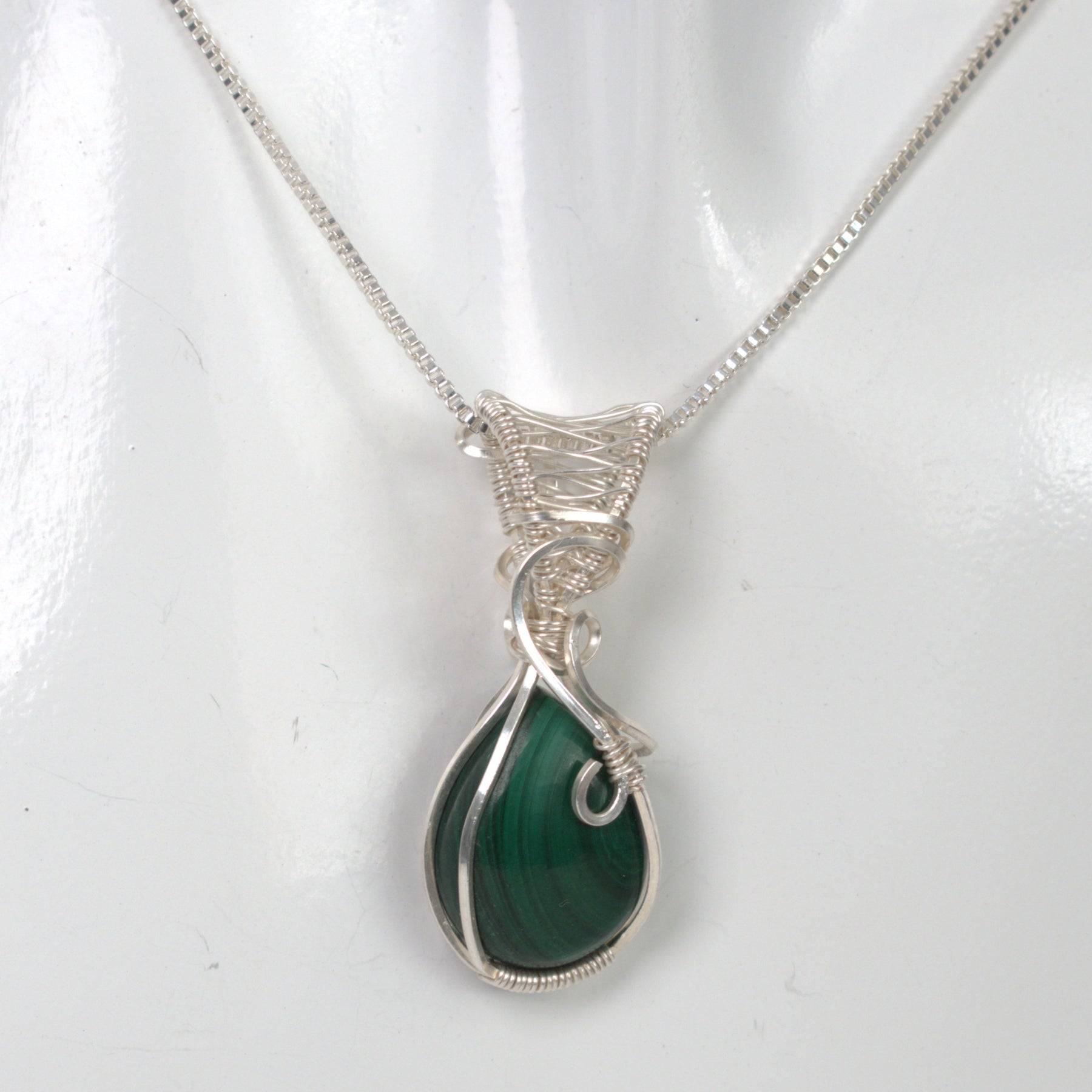 Wire Wrapped Malachite Keepsake Pendant