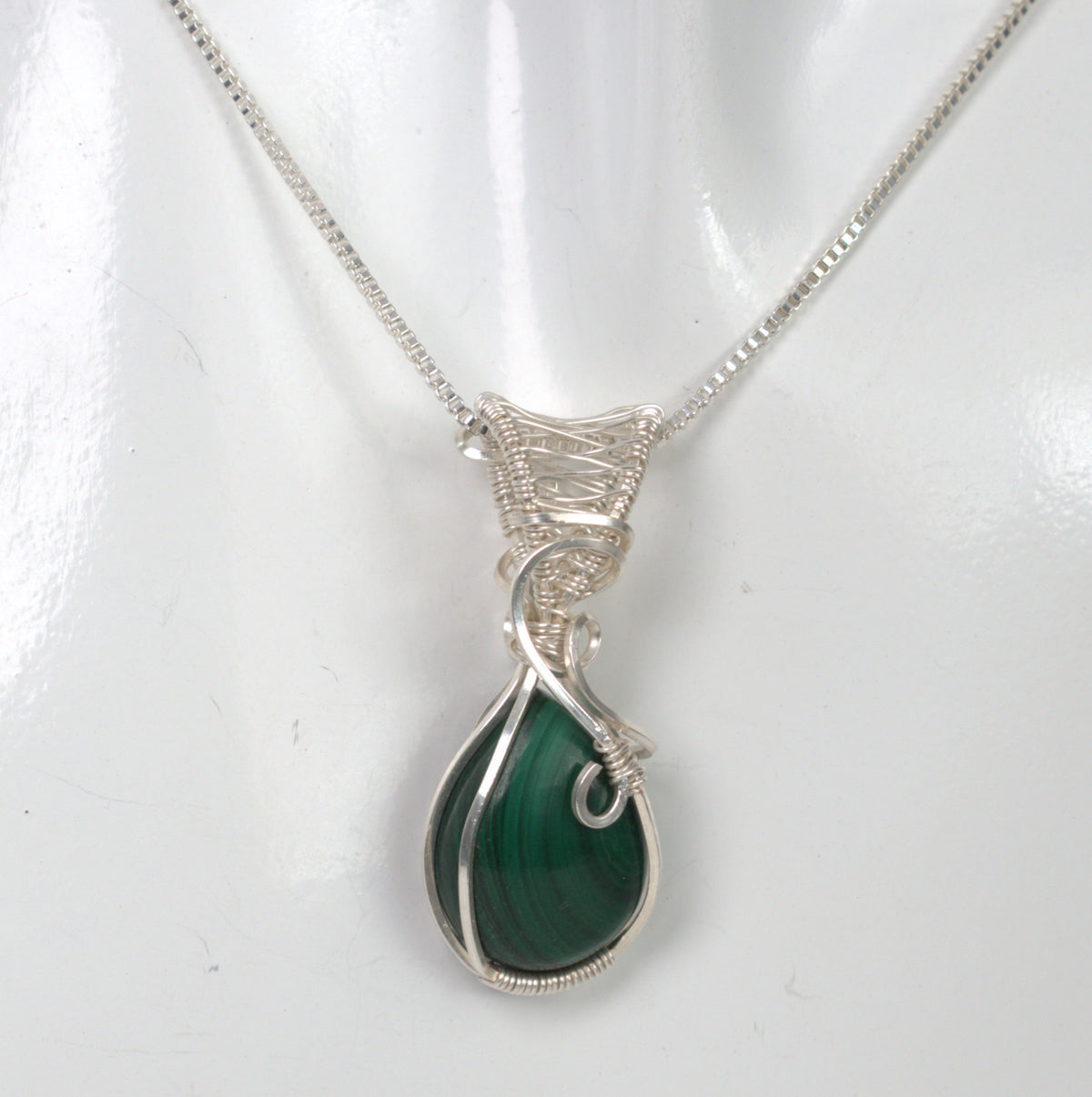 Wire Wrapped Malachite Keepsake Pendant