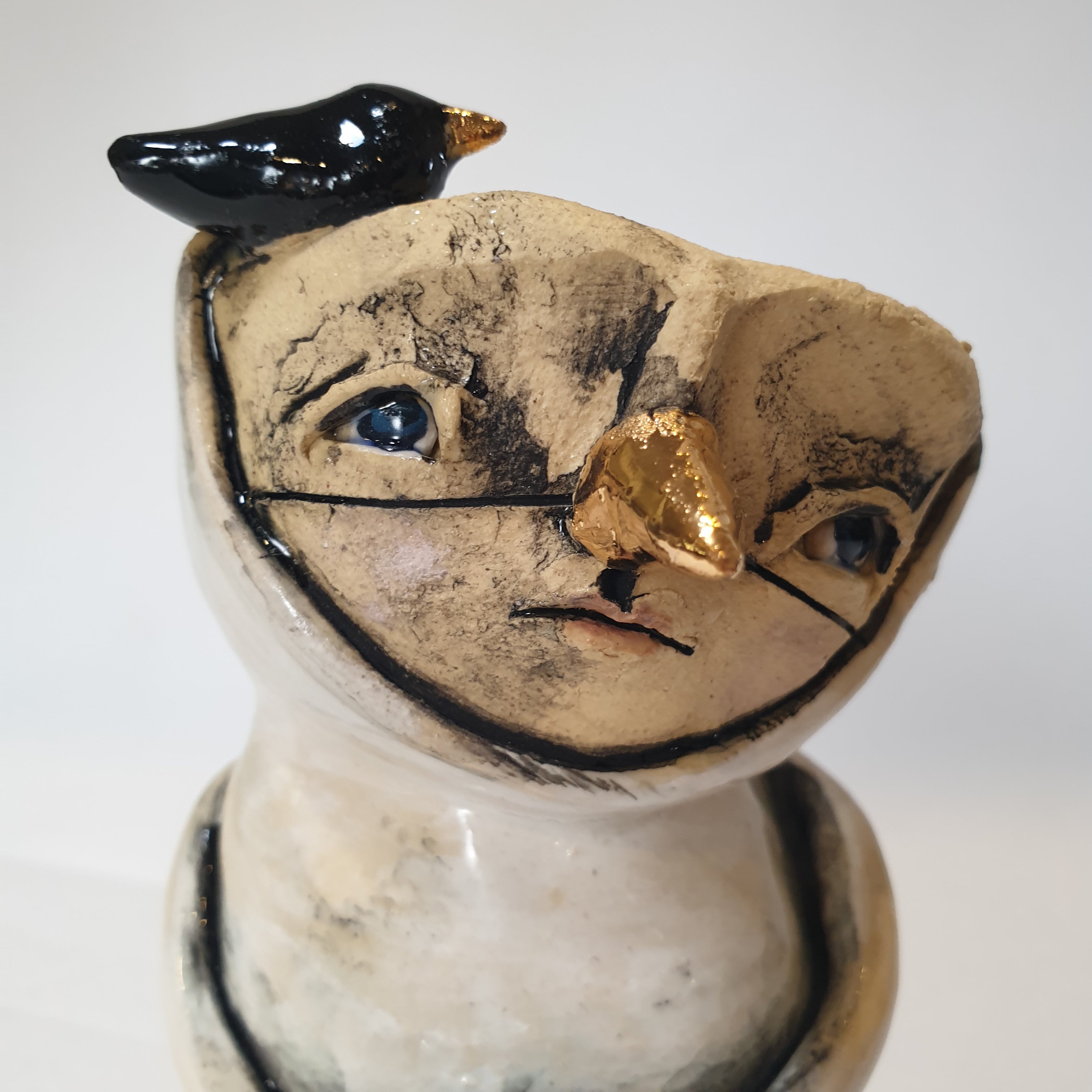 clay sculpture birds, candlestick