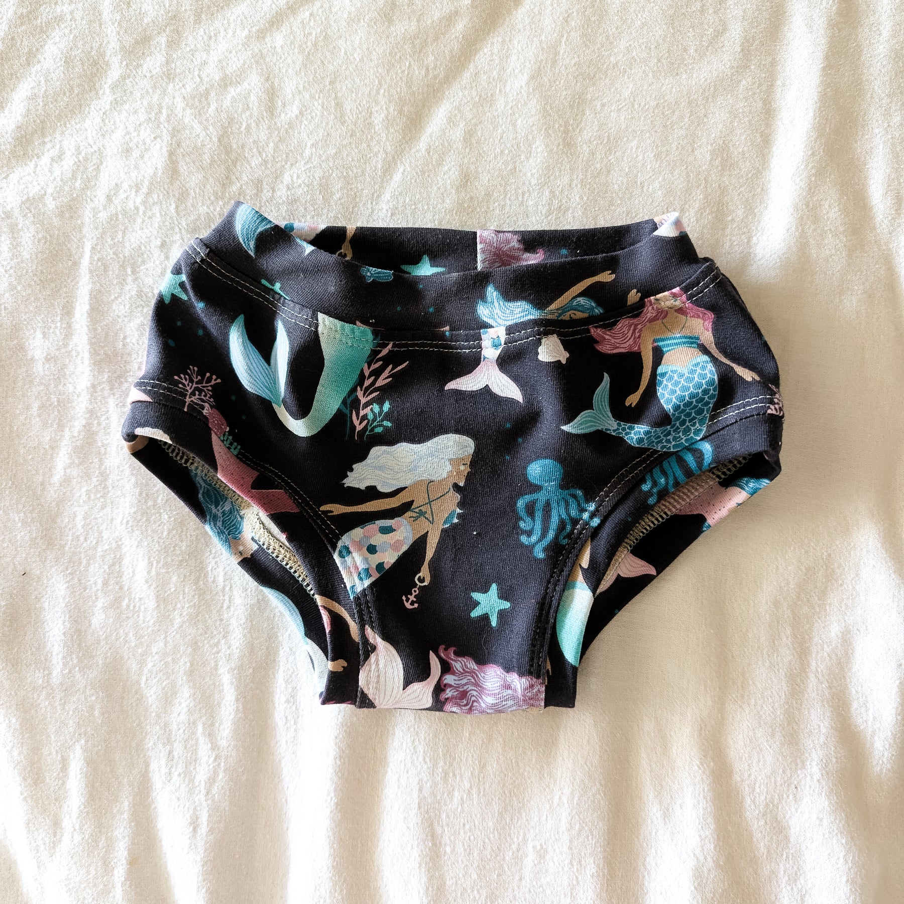 Mermaids organic underpants for kids sizes 1 to 12