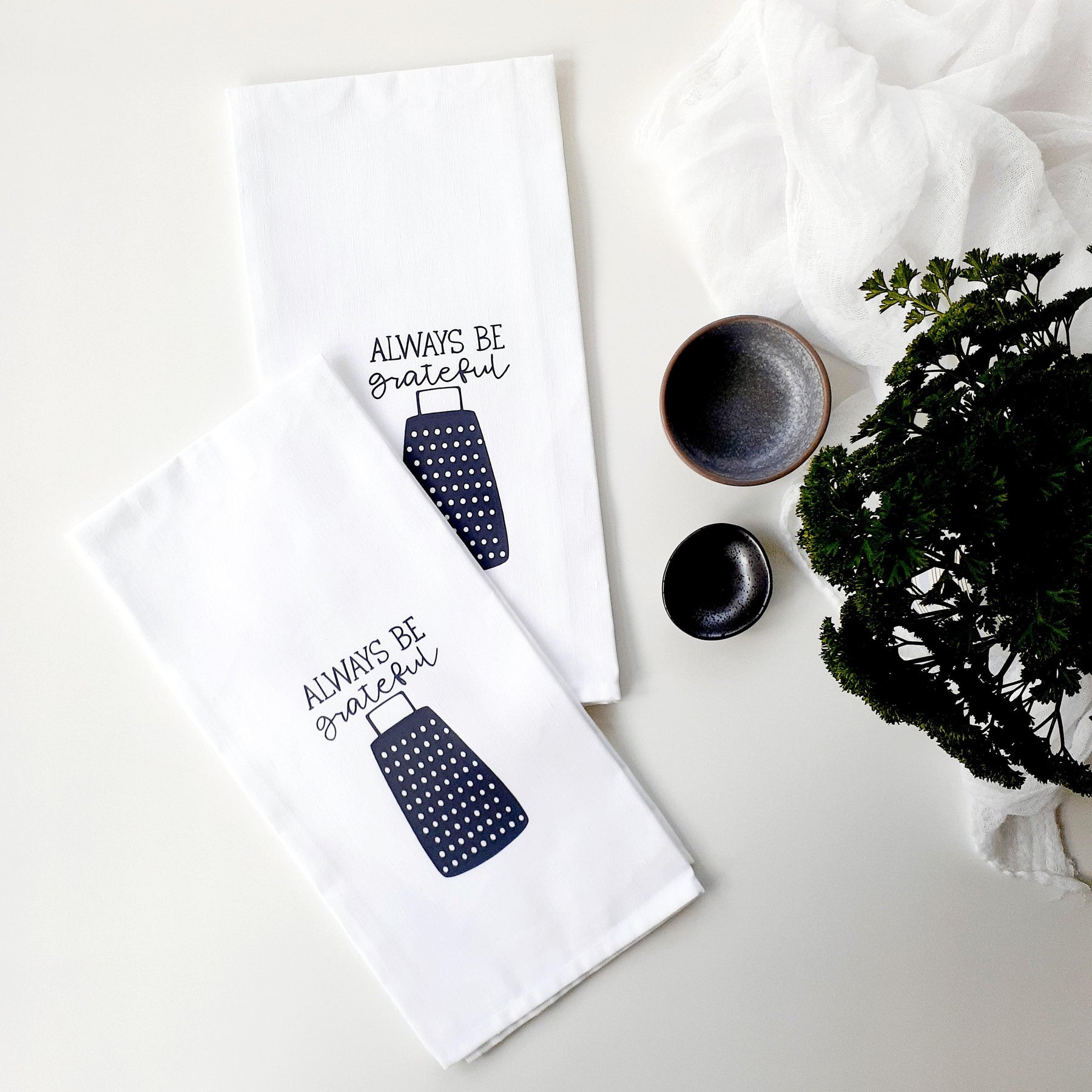 Gratitude Tea Towel, Always Be Grateful, Scripture Kitchen Decor, Linen, Cotton, Faith Gift