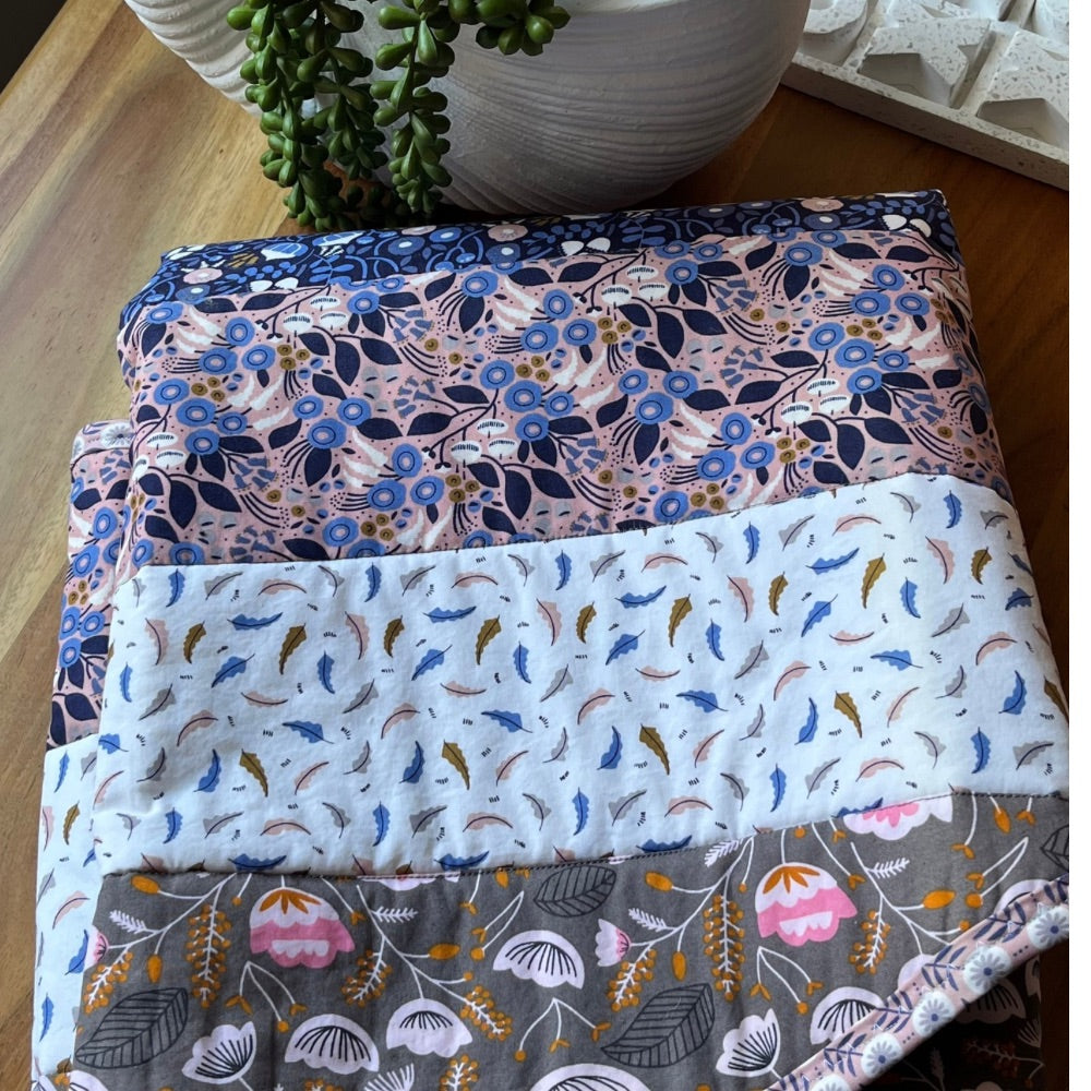Round Reversible Baby Play Mat — Handmade | 100% Organic Cotton | 100% Cotton Wadding | Neutral tones