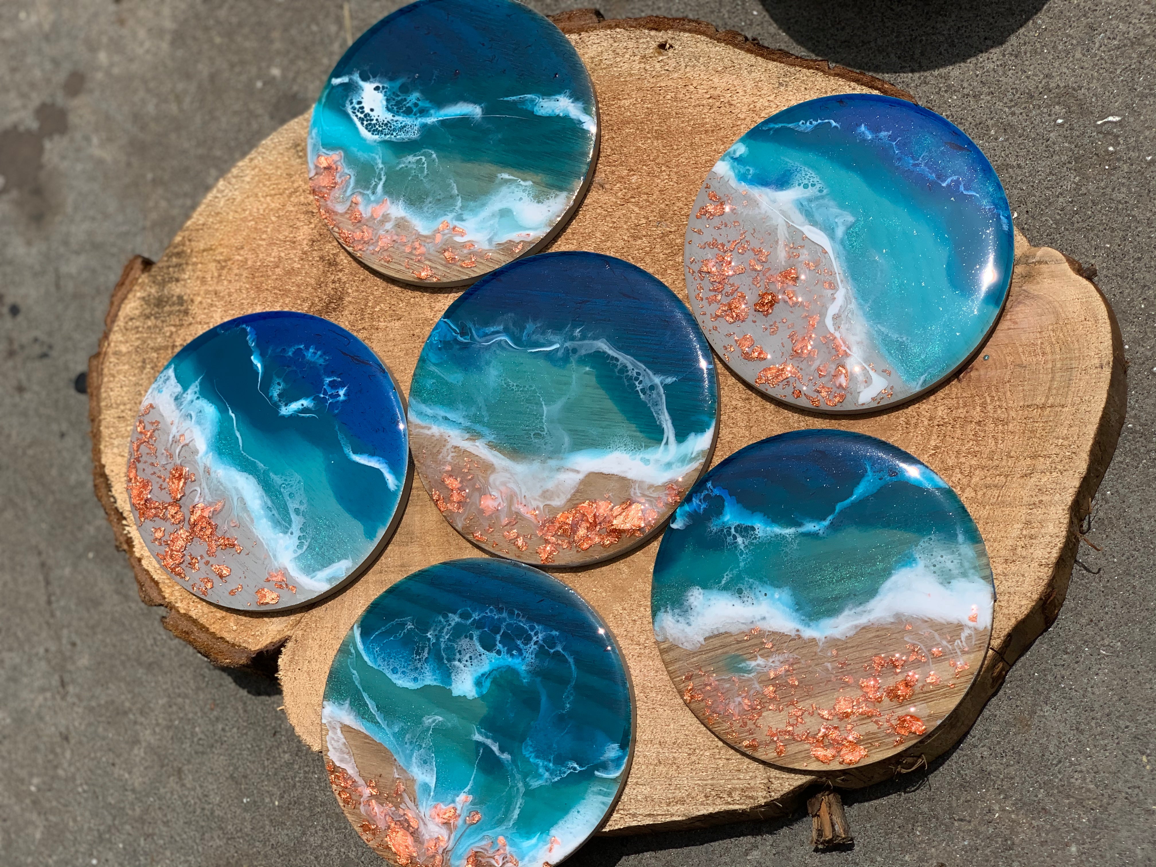Coasters | coastal love | beach beauty | resin coasters | oceans | gift for her | gift ideas