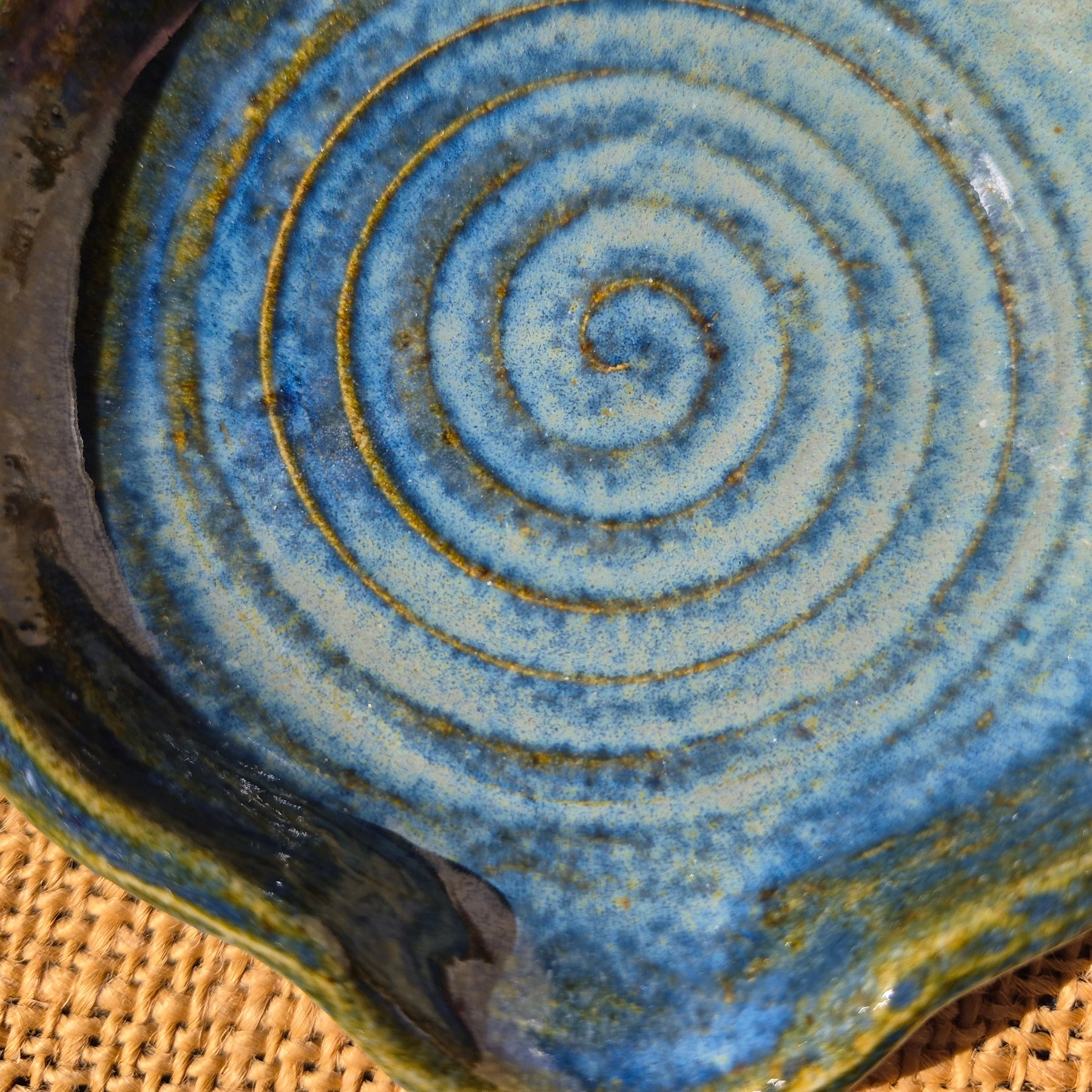 Stoneware Spoon Rest: Speckled blue green